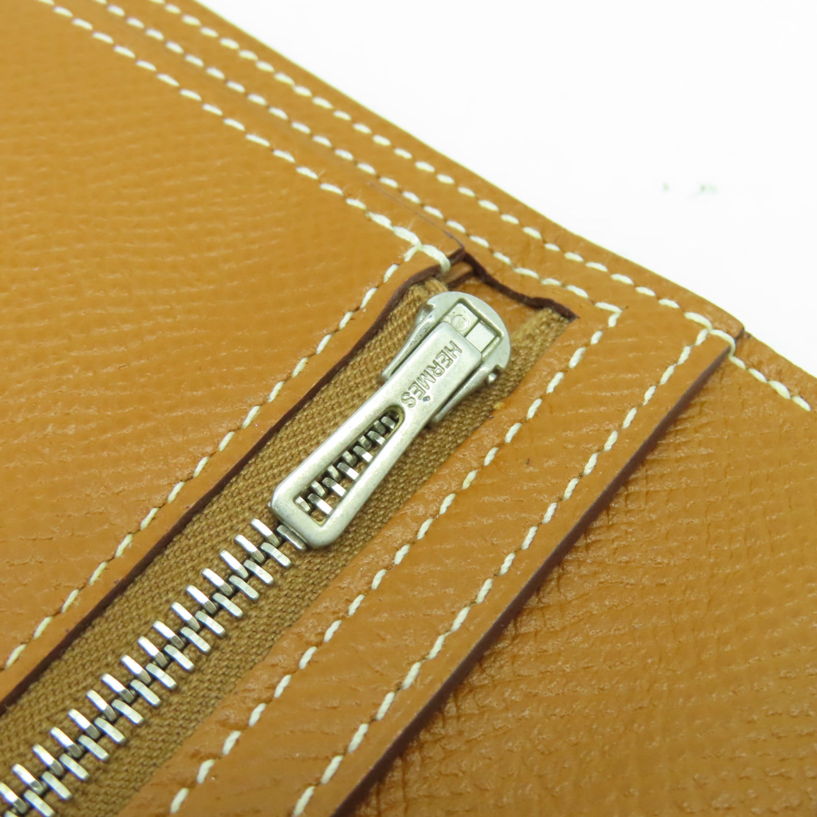 HERMES Epsom皮革Bearn bi-fold銀扣長錢包經典駝色