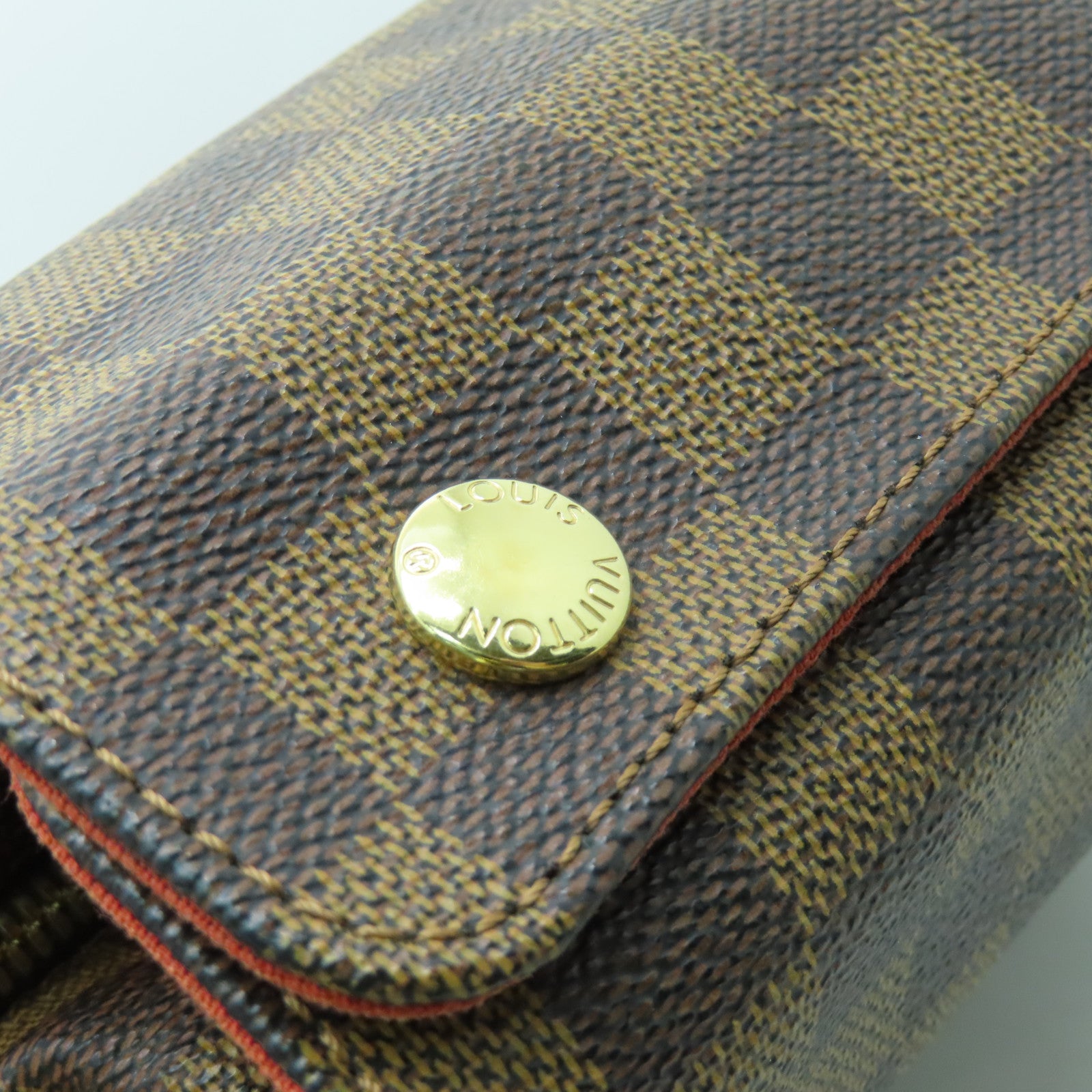 LOUIS VUITTON Damier Naviglio Gold Buckle Shoulder Bag Brown