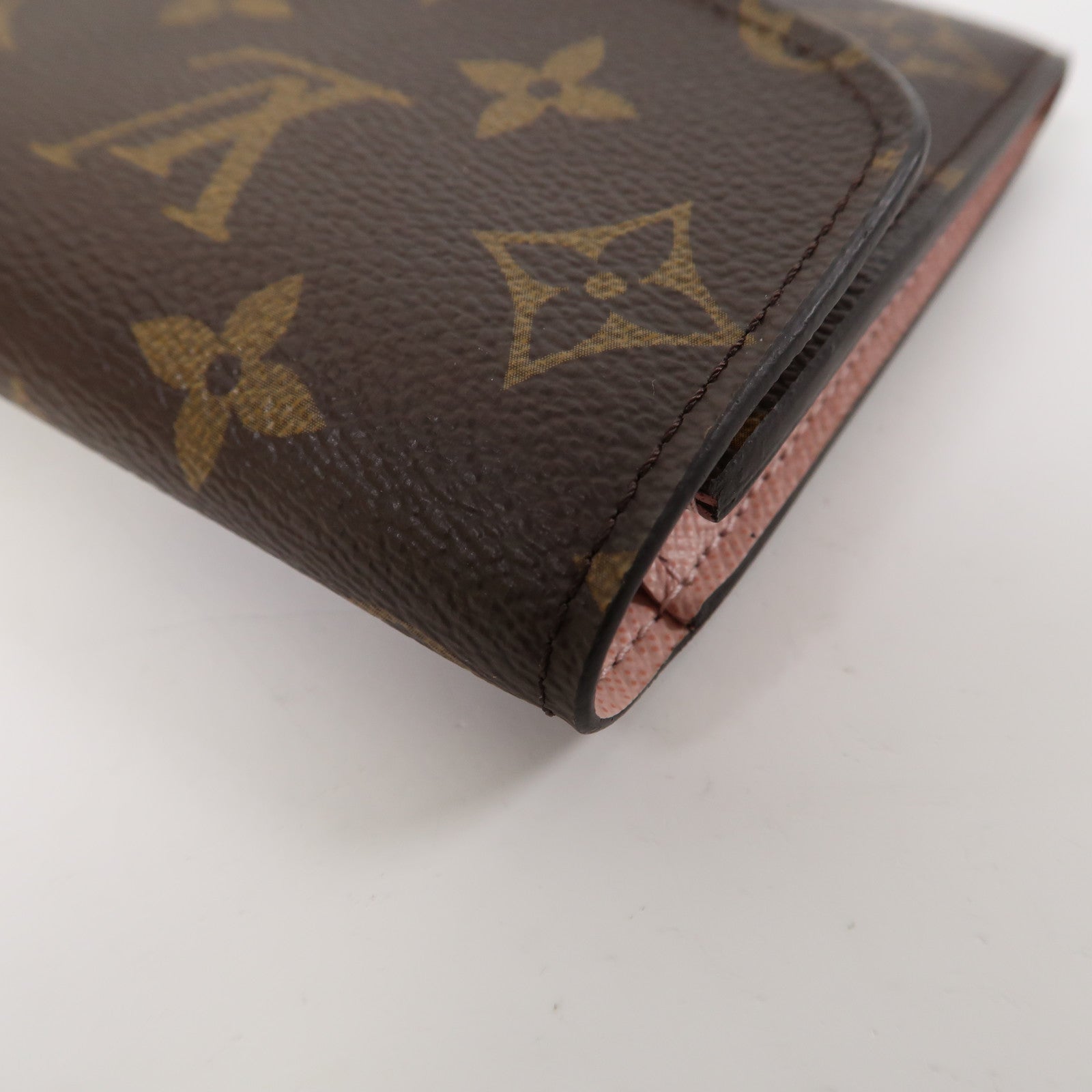 LOUIS VUITTON Monogram Emilie金扣長錢包啡色/粉紅色