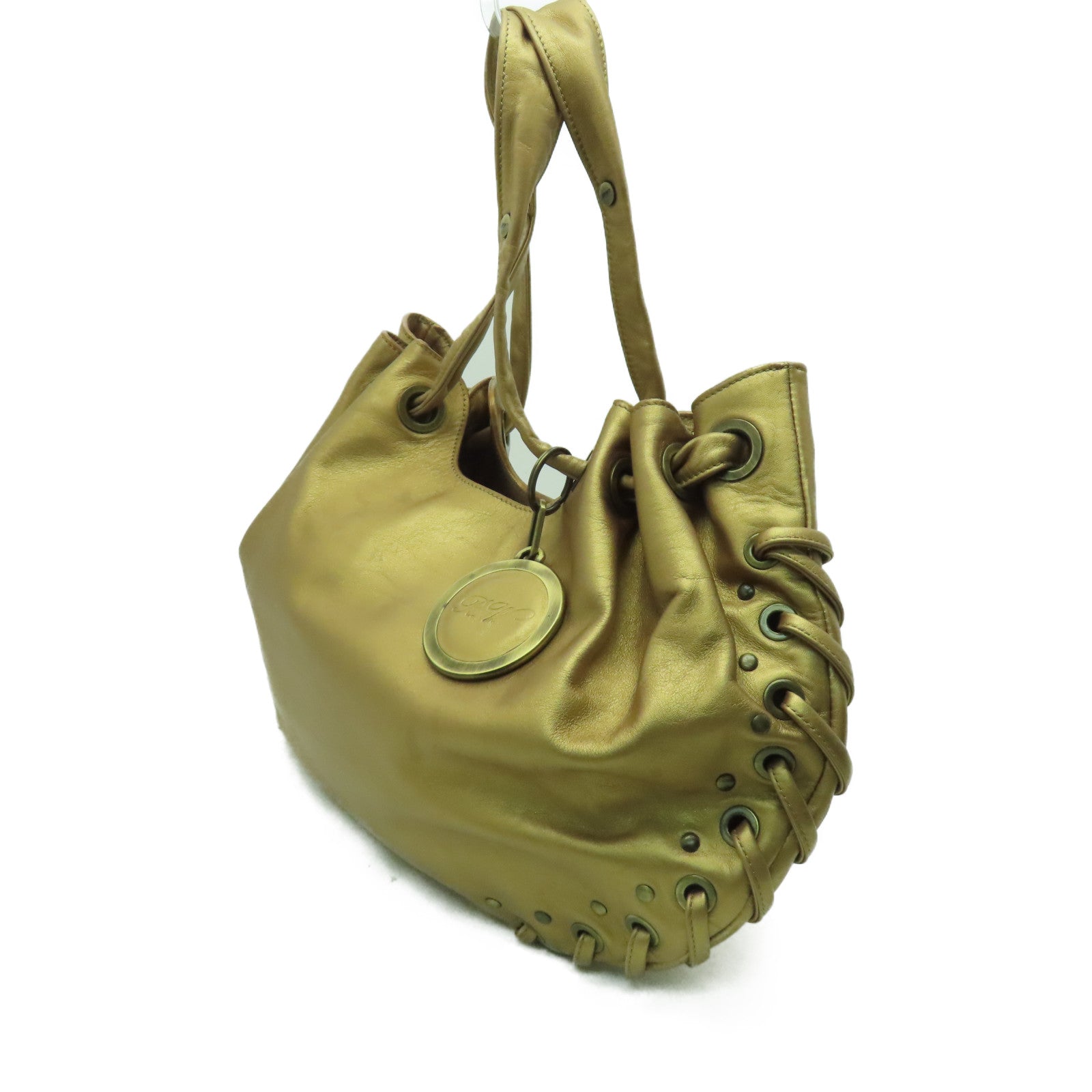 Roger Vivier 皮革Roger Vivier金扣肩背袋金色