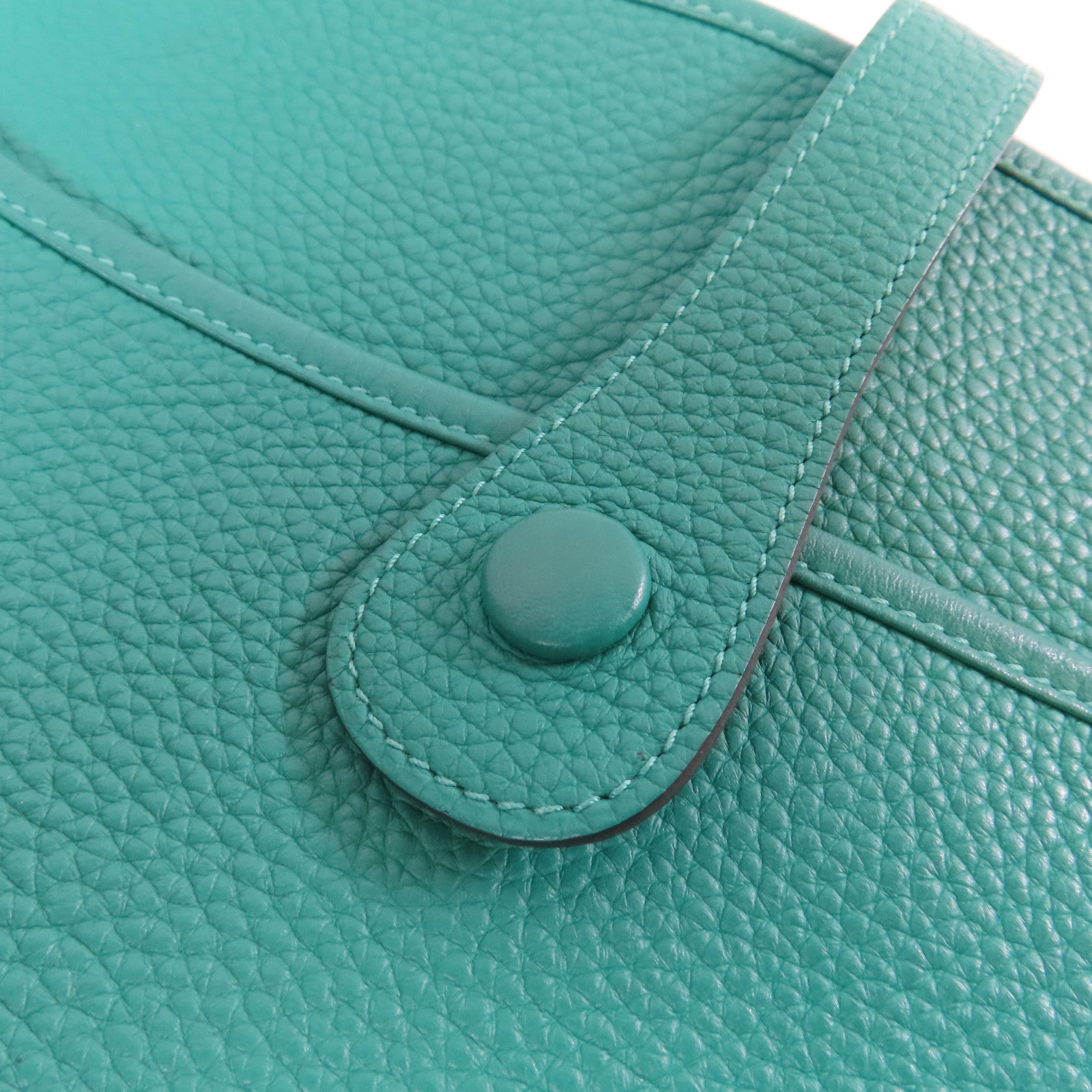 HERMES Clemence皮革Evelyne GM金扣肩背袋綠色