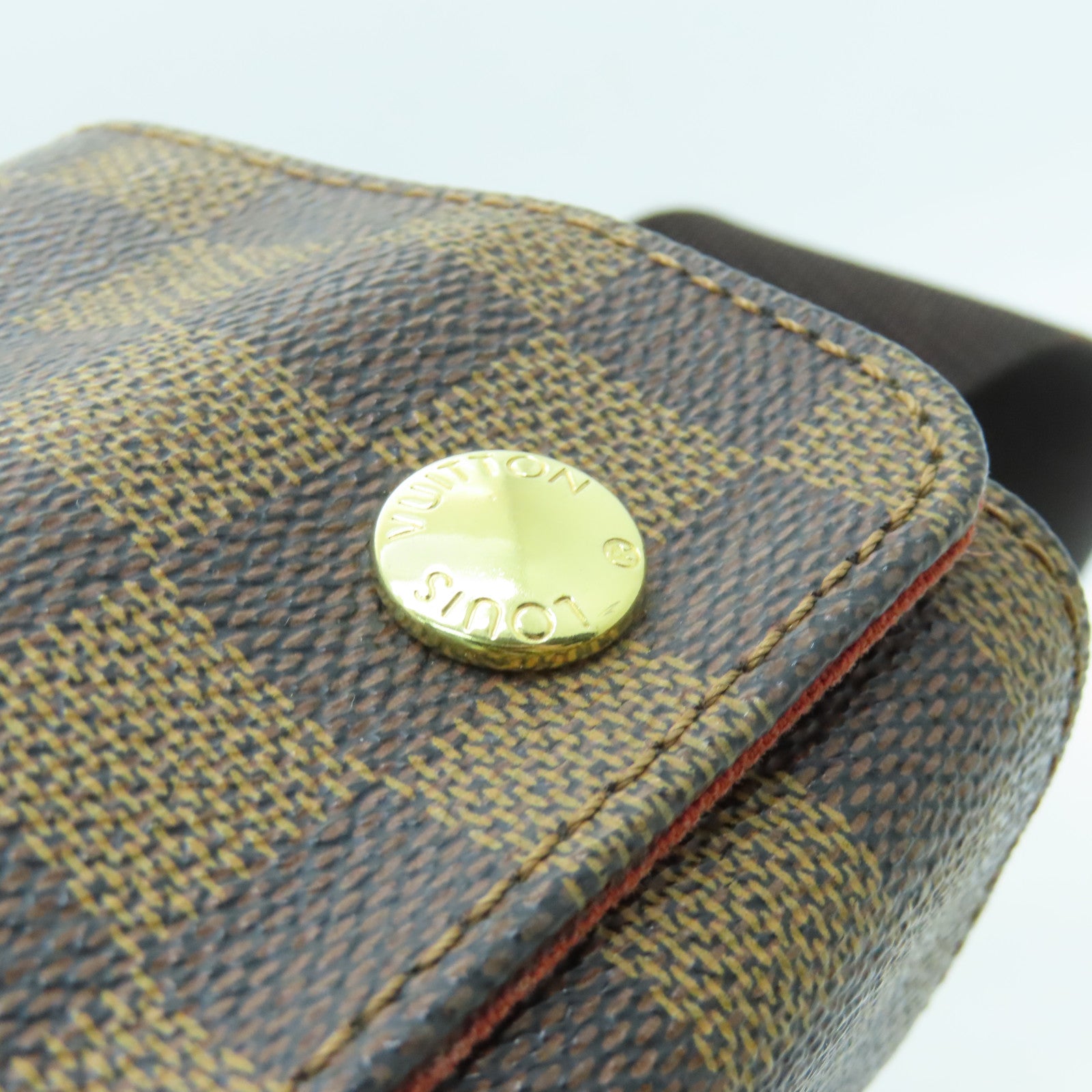 LOUIS VUITTON Damier Naviglio Gold Buckle Shoulder Bag Brown
