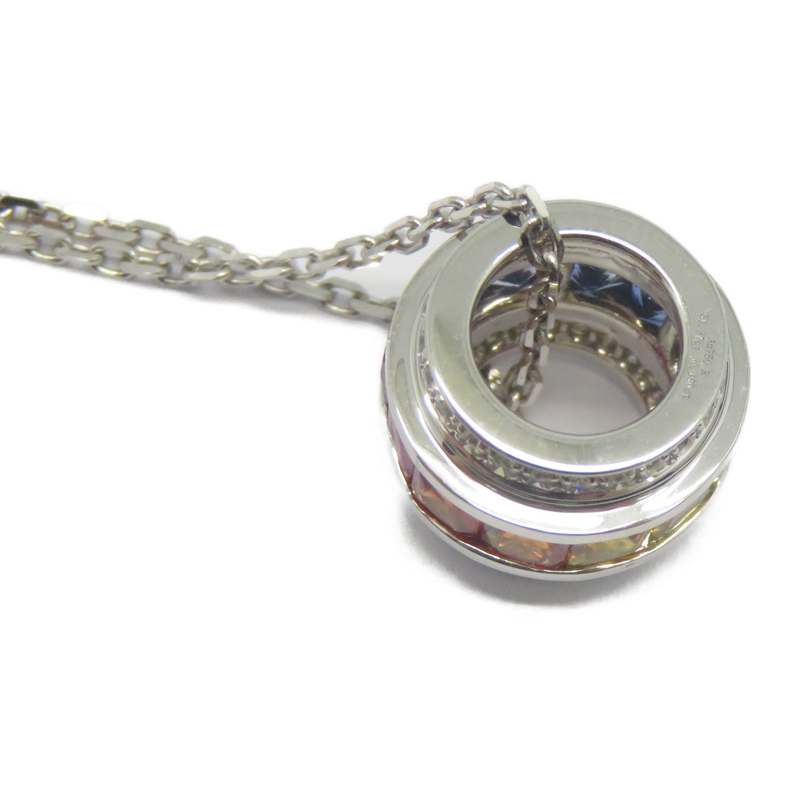 JEWELRY 18K白金Multi Sapphire Diamond Necklace 1.37ct彩色藍寶石/0.19ct鑽石項鍊