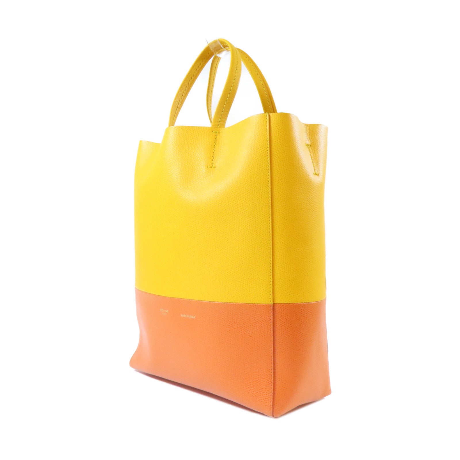 CELINE 牛皮皮革2 Way Shoulder金扣手挽肩背兩用袋黃色
