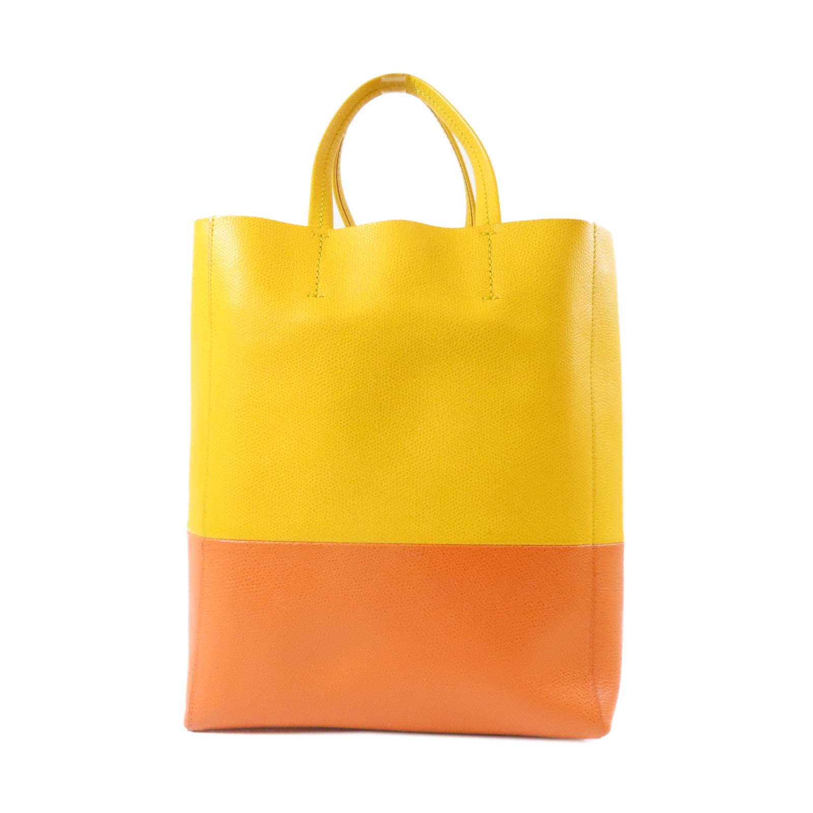 CELINE 牛皮皮革2 Way Shoulder金扣手挽肩背兩用袋黃色