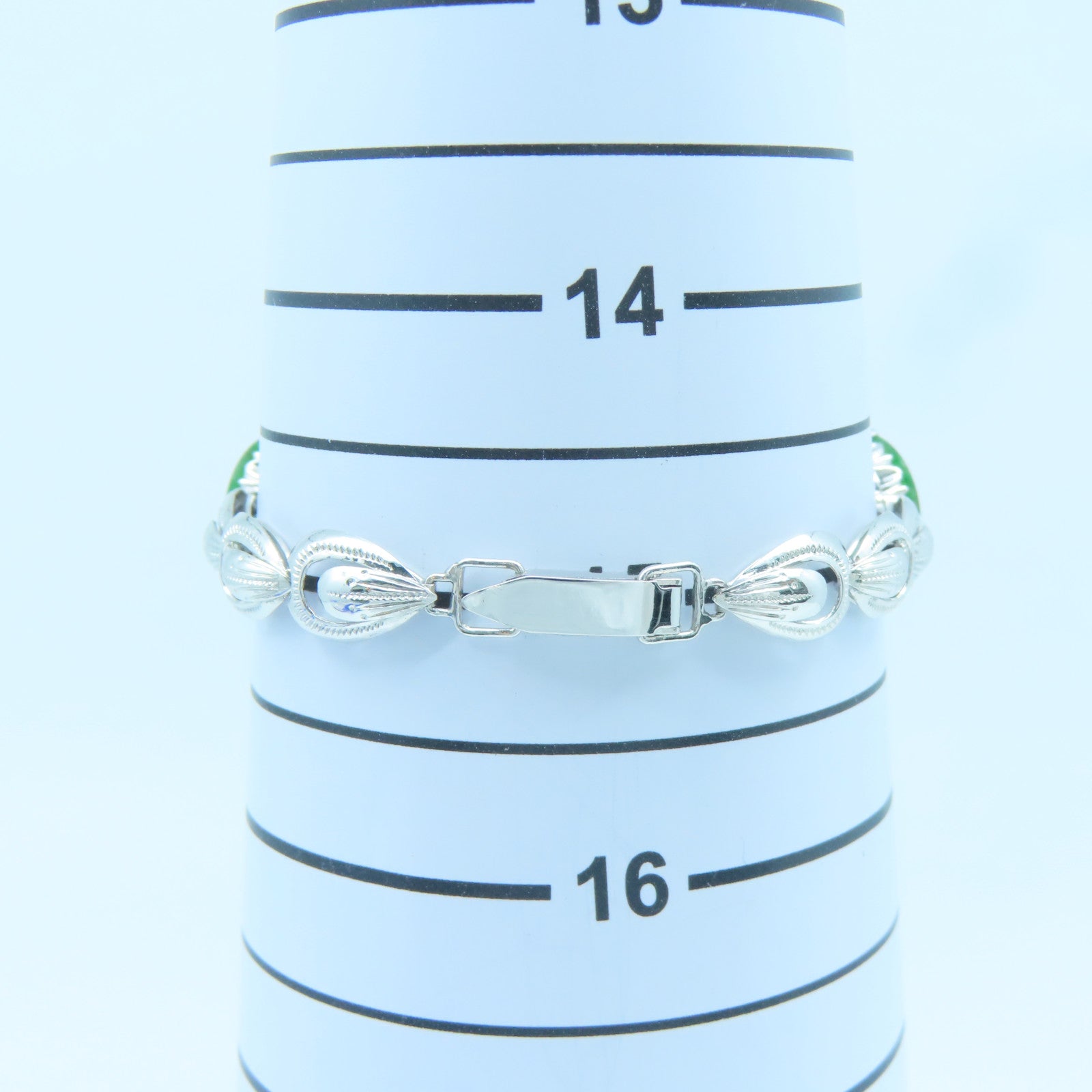 JEWELRY 14K White Gold Jade Bracelet Green/Silver