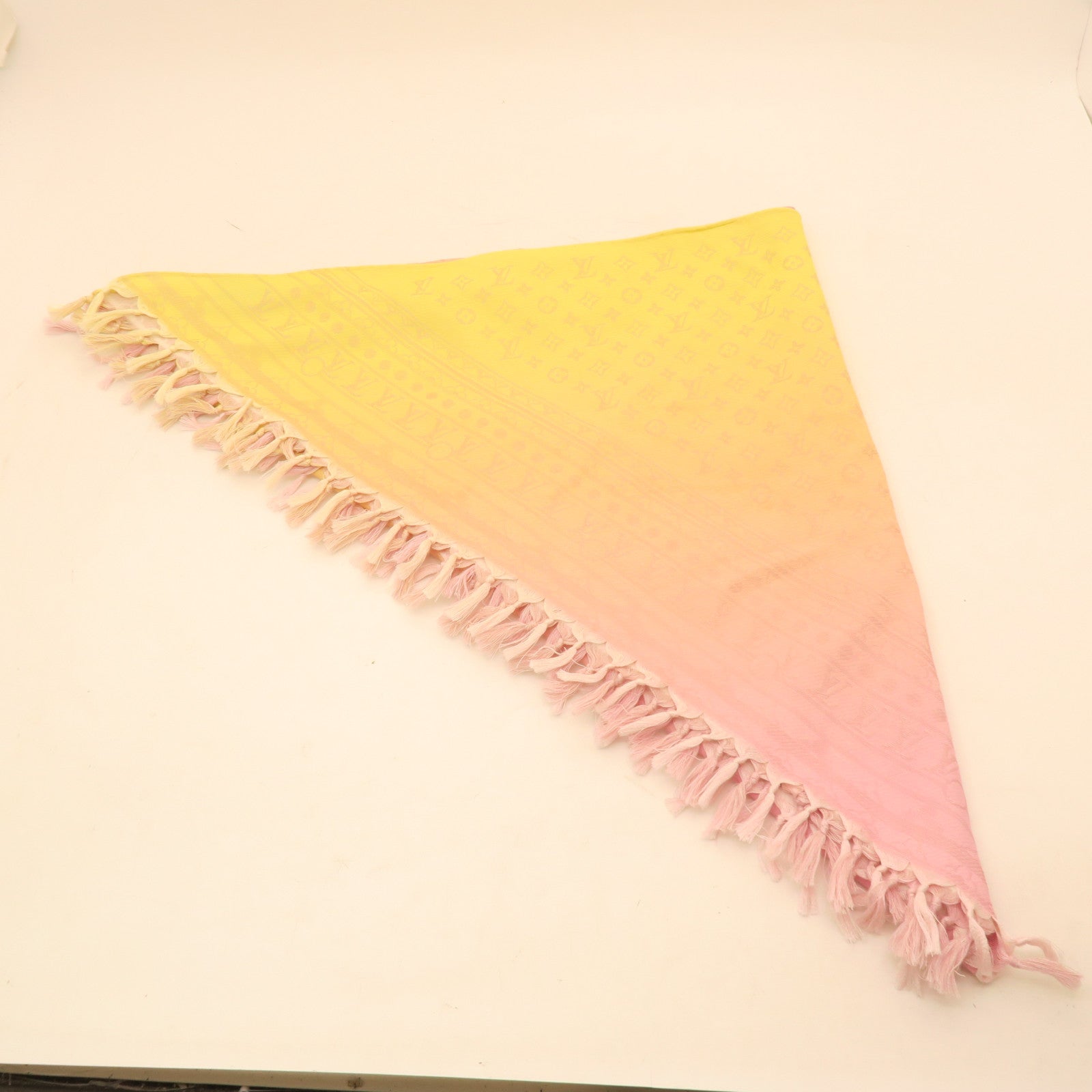LOUIS VUITTON Silk/Linen Scarf Pink/Yellow