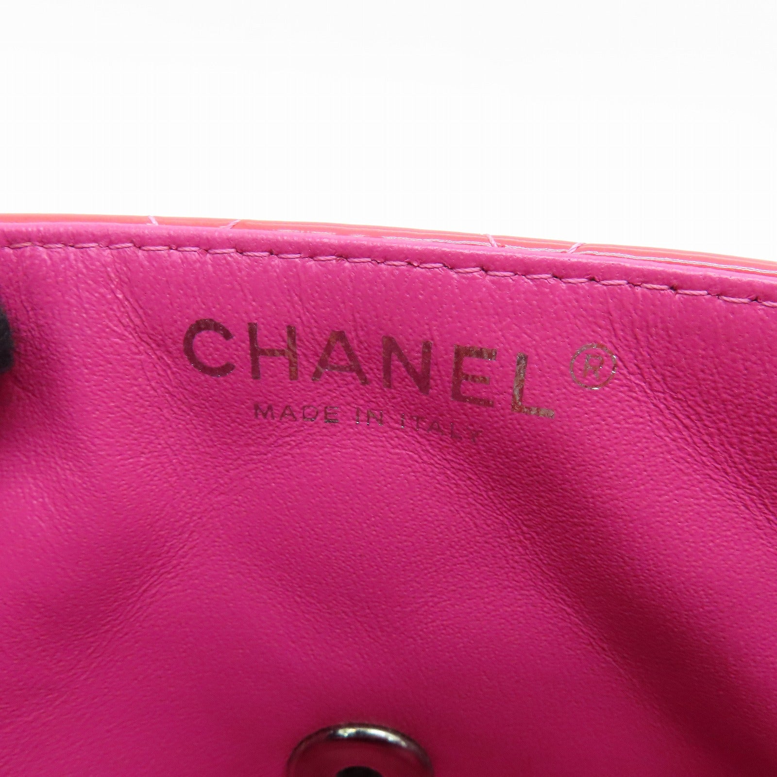 CHANEL 【激減優惠】菱格漆皮皮革Chain Shoulder Bag銀扣鏈帶肩背袋紅色