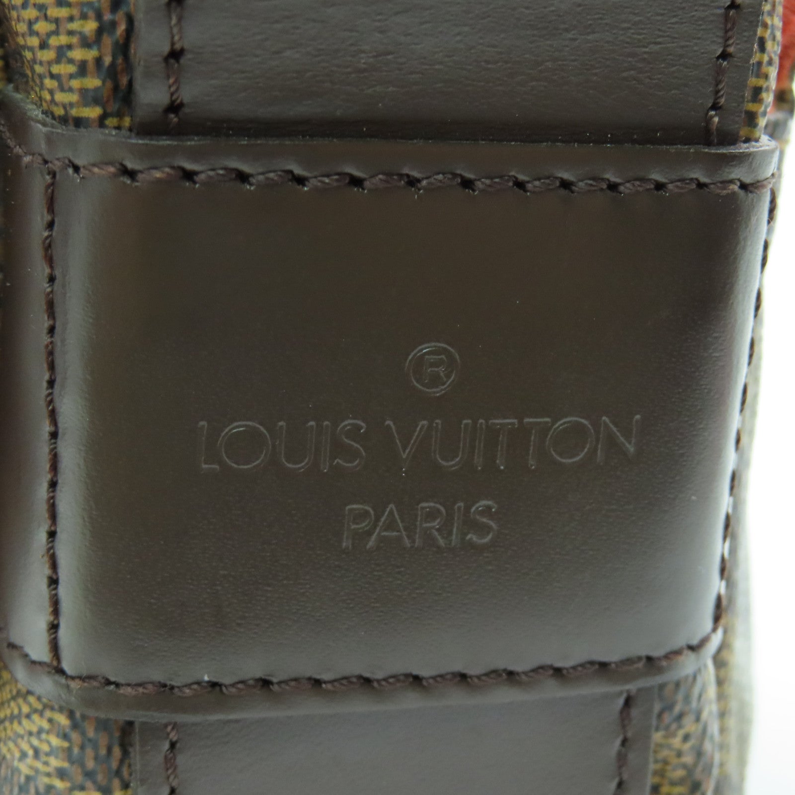 LOUIS VUITTON Damier Naviglio Gold Buckle Shoulder Bag Brown