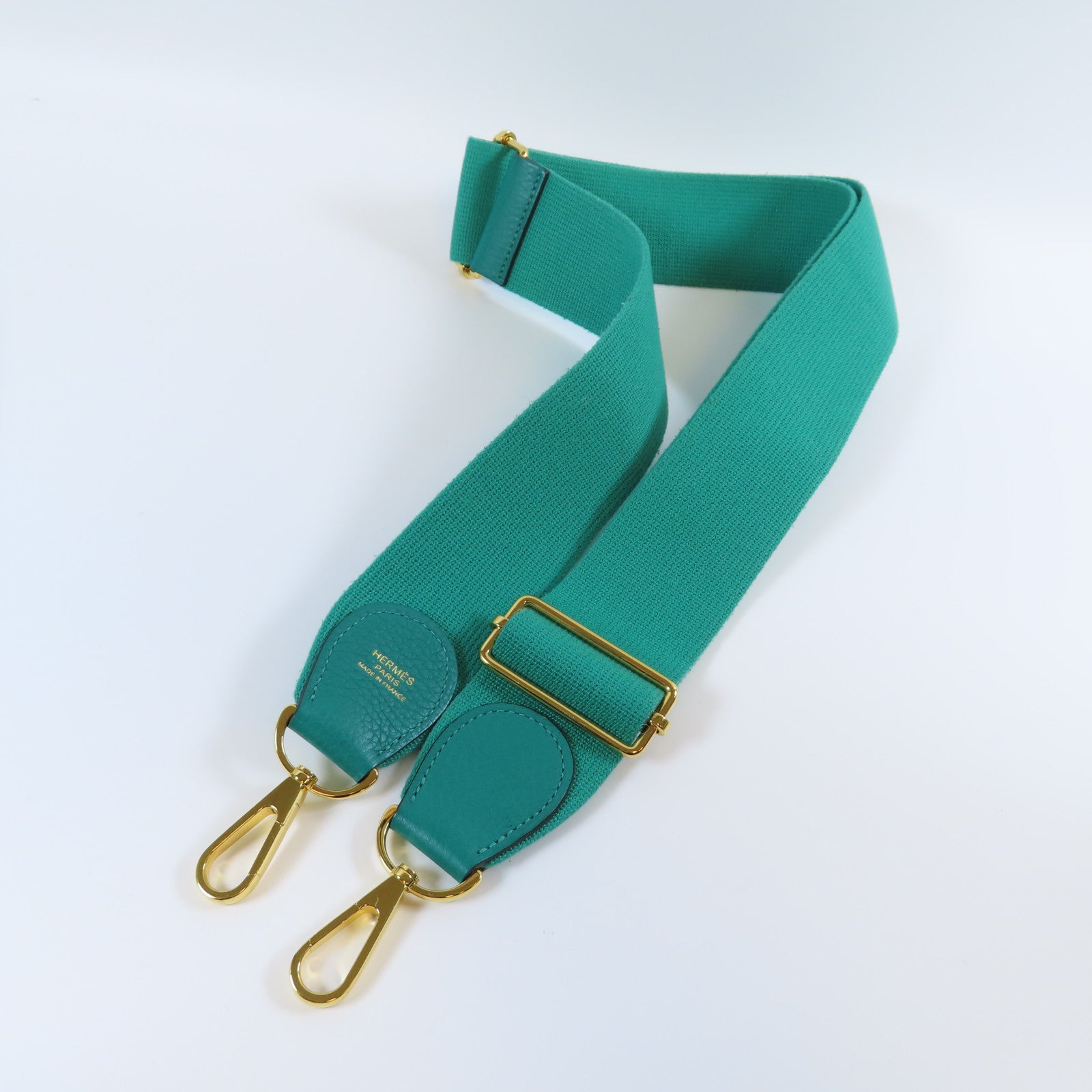 HERMES Clemence皮革Evelyne GM金扣肩背袋綠色