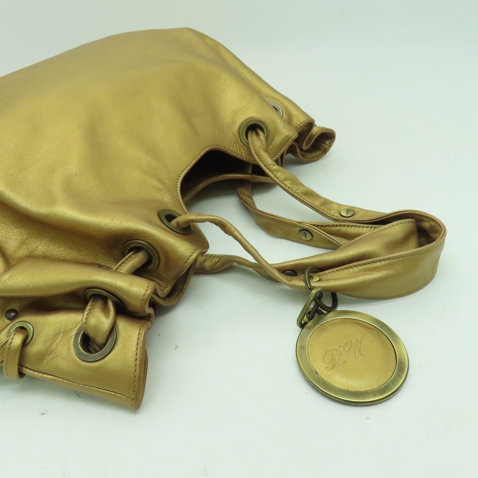 Roger Vivier 皮革Roger Vivier金扣肩背袋金色