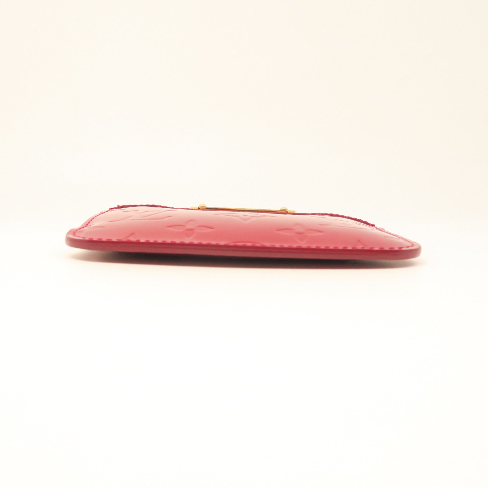 LOUIS VUITTON Monogram Vernis Pochette Cles Gold Buckle Key Bag Red