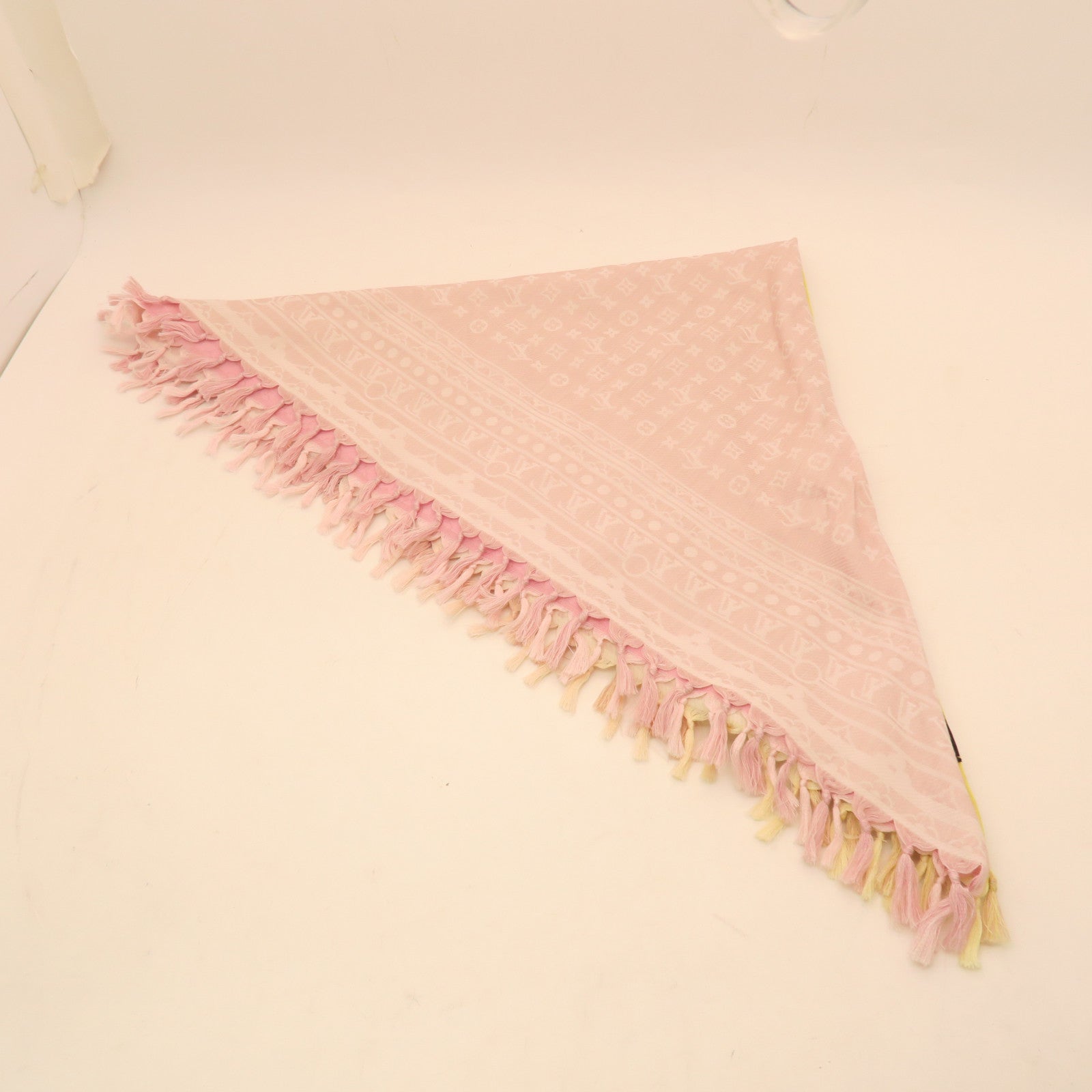 LOUIS VUITTON Silk/Linen Scarf Pink/Yellow
