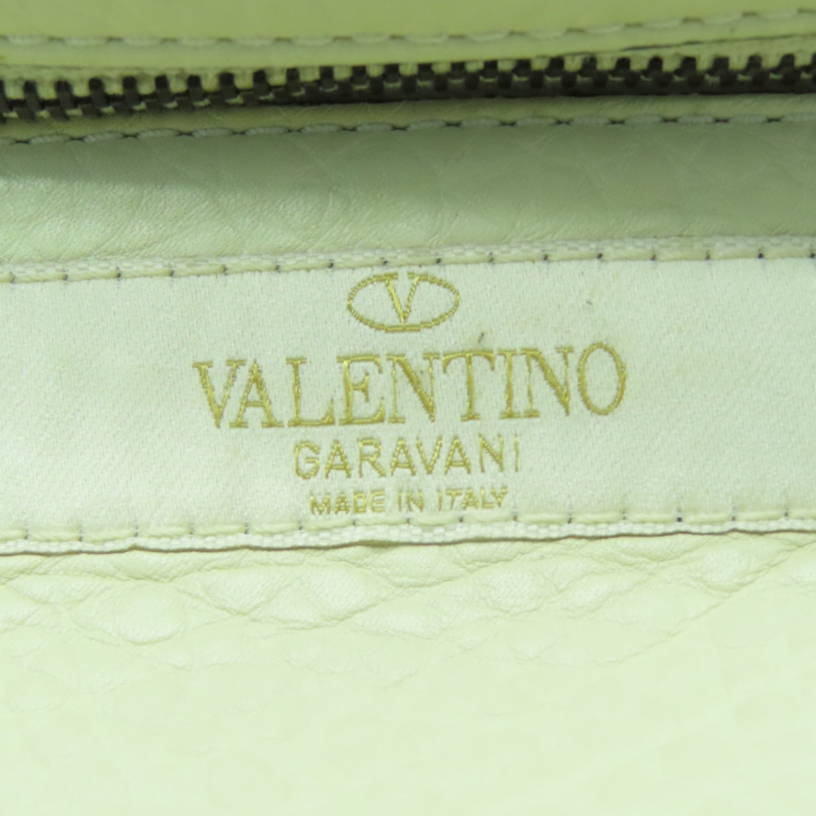 Valentino Cowhide Leather 2 Way Shoulder Gold Buckle Handle Shoulder Bag White