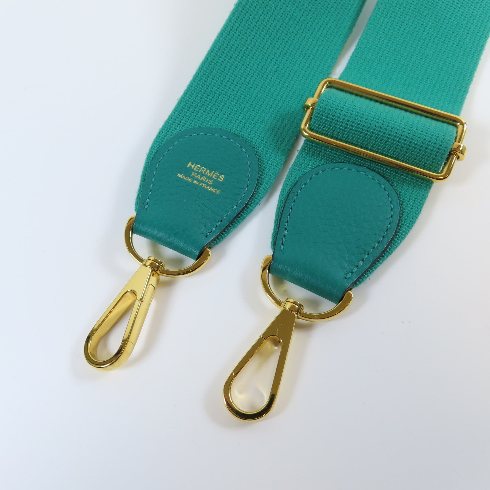 HERMES Clemence皮革Evelyne GM金扣肩背袋綠色