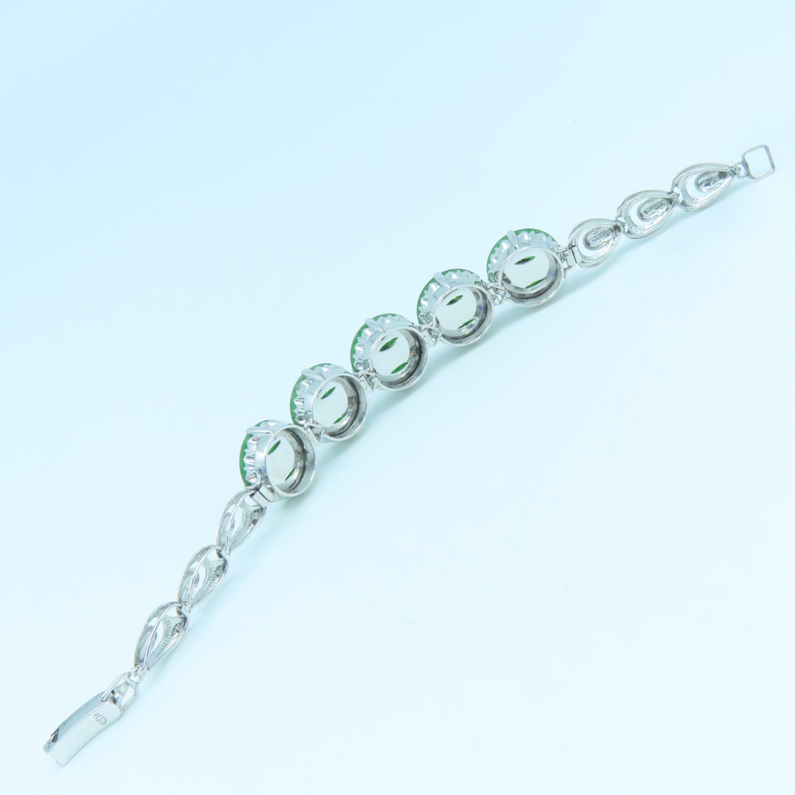 JEWELRY 14K White Gold Jade Bracelet Green/Silver