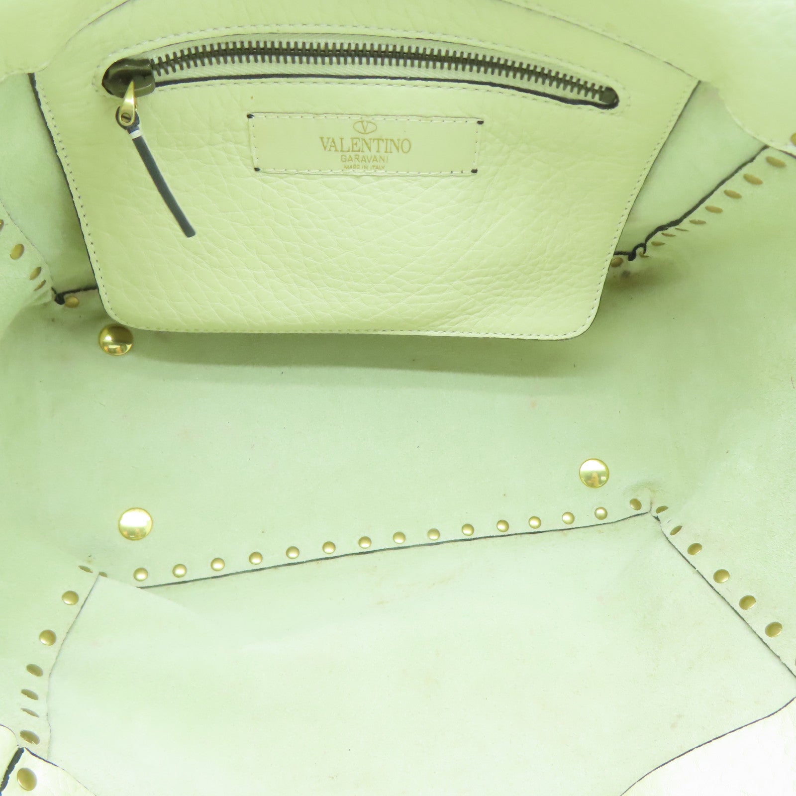 Valentino Cowhide Leather 2 Way Shoulder Gold Buckle Handle Shoulder Bag White