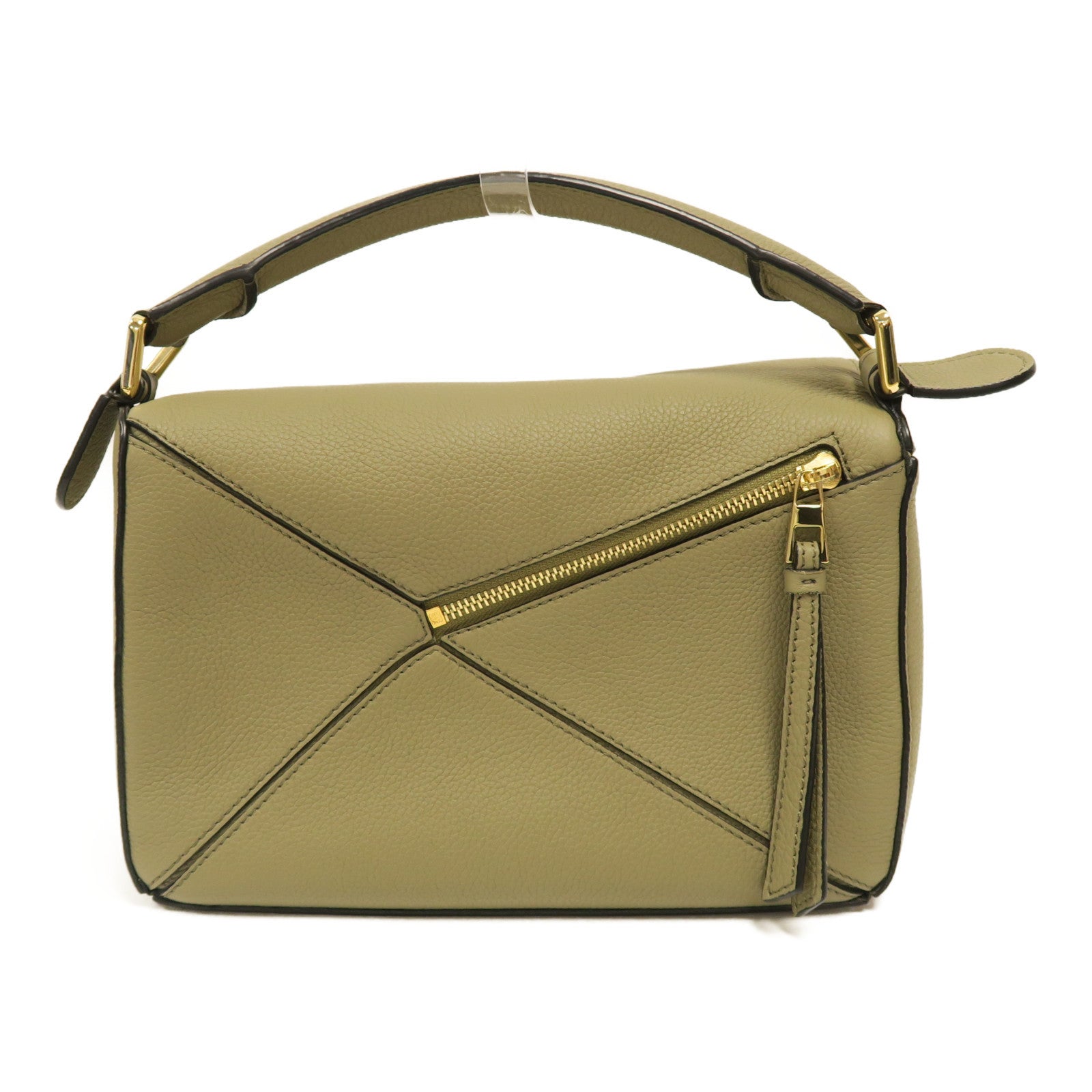 LOEWE 牛皮皮革Puzzle Small金扣手挽肩背兩用袋淺啡色