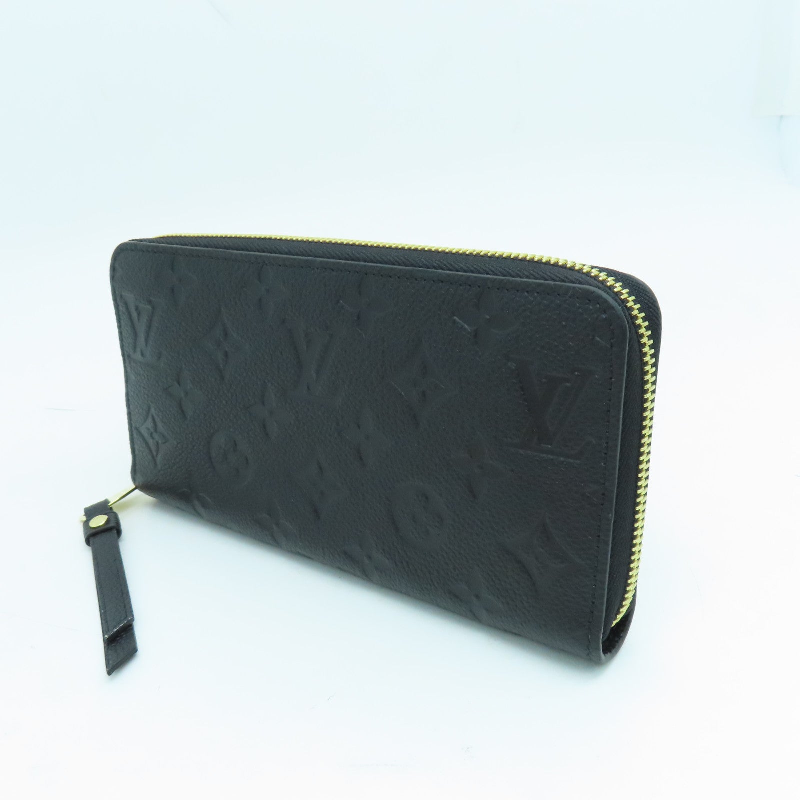 LOUIS VUITTON Monogram Empreinte Zippy Wallet长钱包金扣黑色