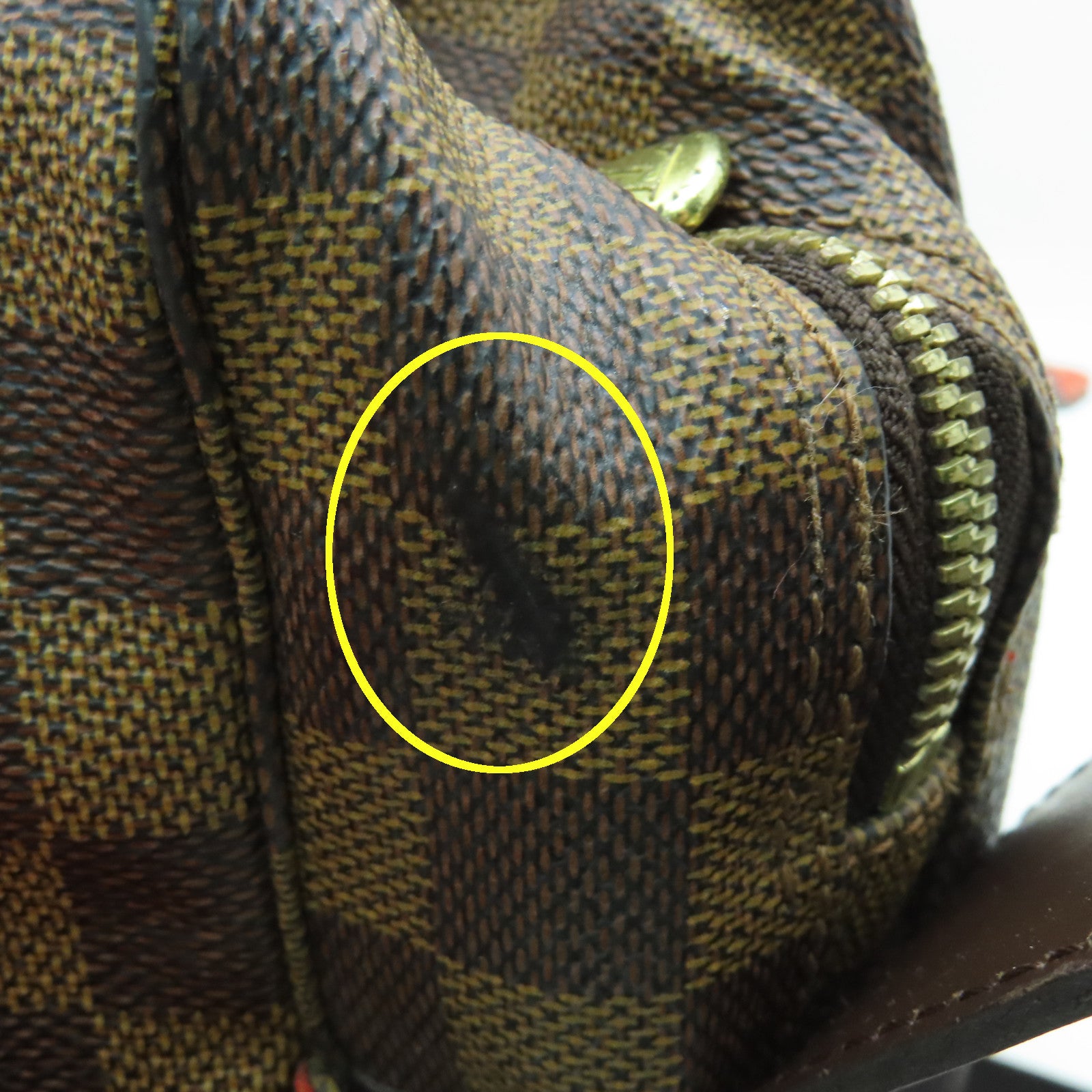 LOUIS VUITTON Damier Naviglio Gold Buckle Shoulder Bag Brown