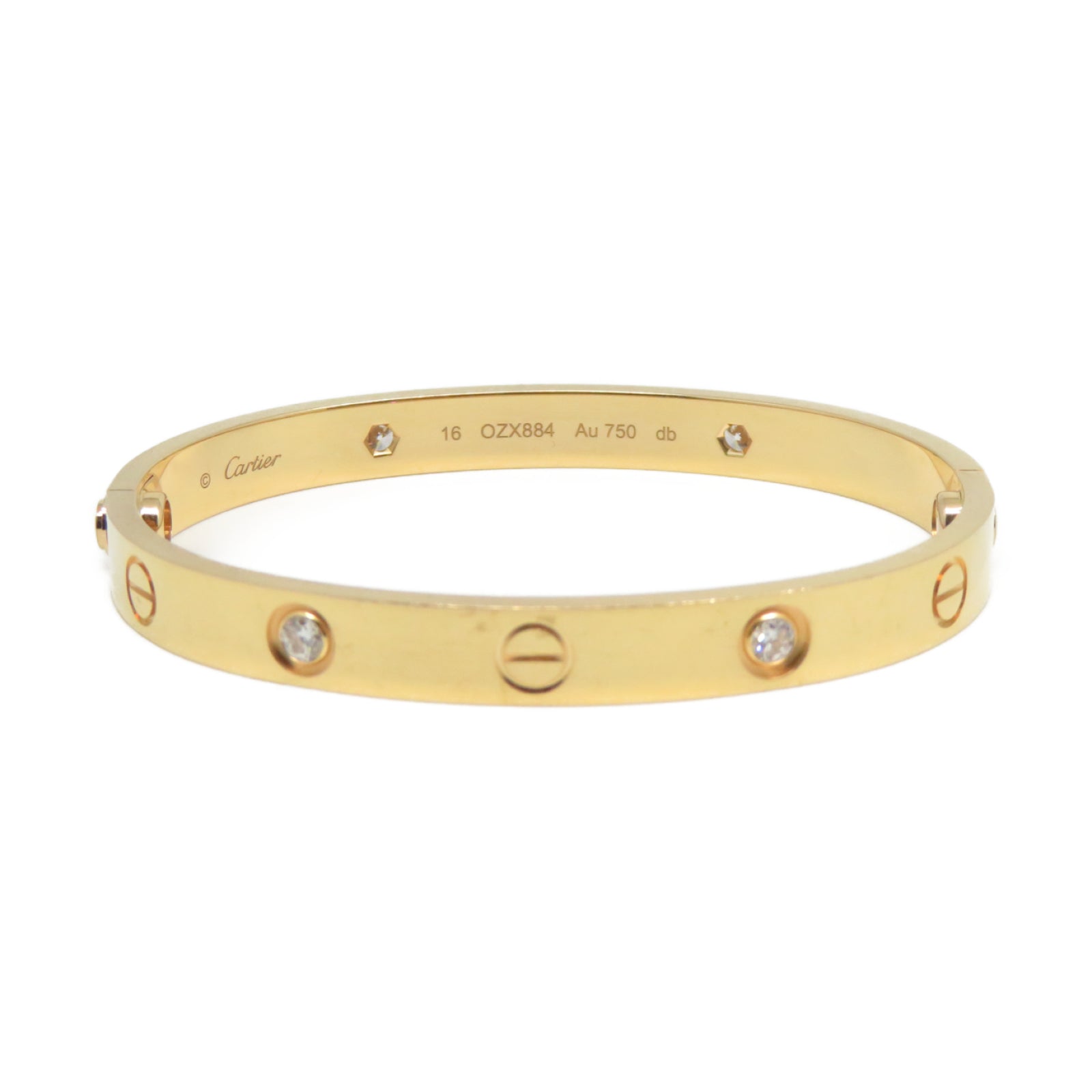 CARTIER 18K玫瑰金Love Blaceret 4 Diamonds手鐲#16