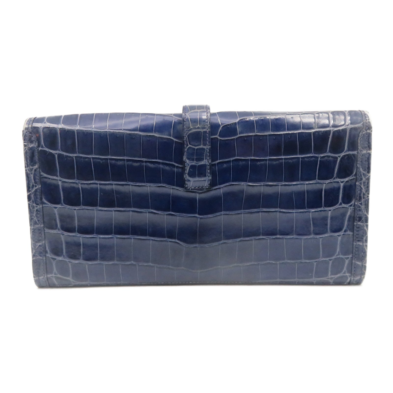 HERMES [Sharp Discount] Croco Niloticus Mat Leather Jije Clutch Blue/Bleu Abysse