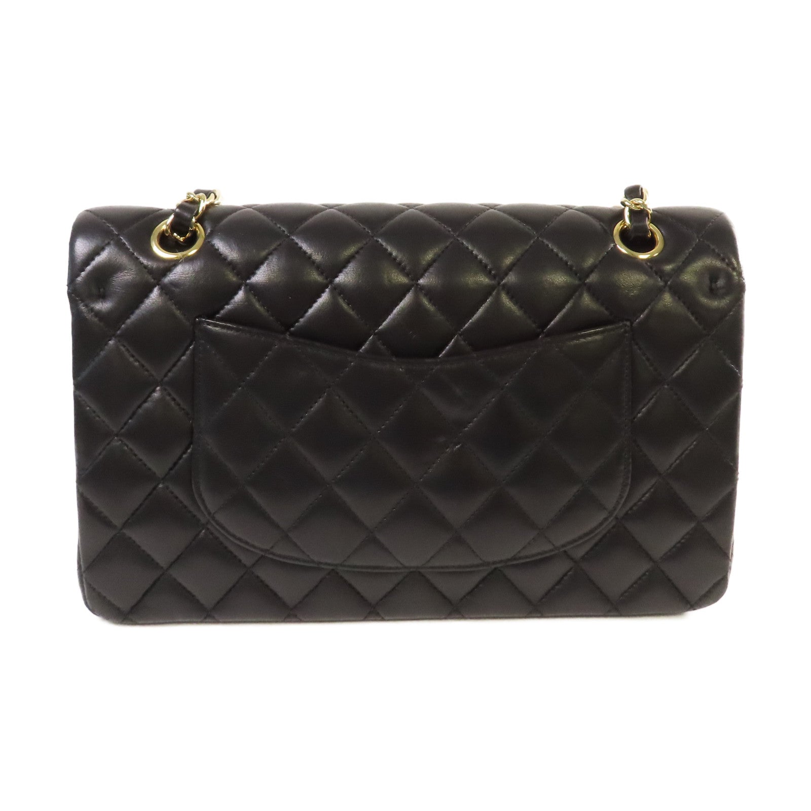 CHANEL 菱格羊皮皮革Classic 25cm Chain Shoulder Bag金扣鏈帶肩背袋黑色