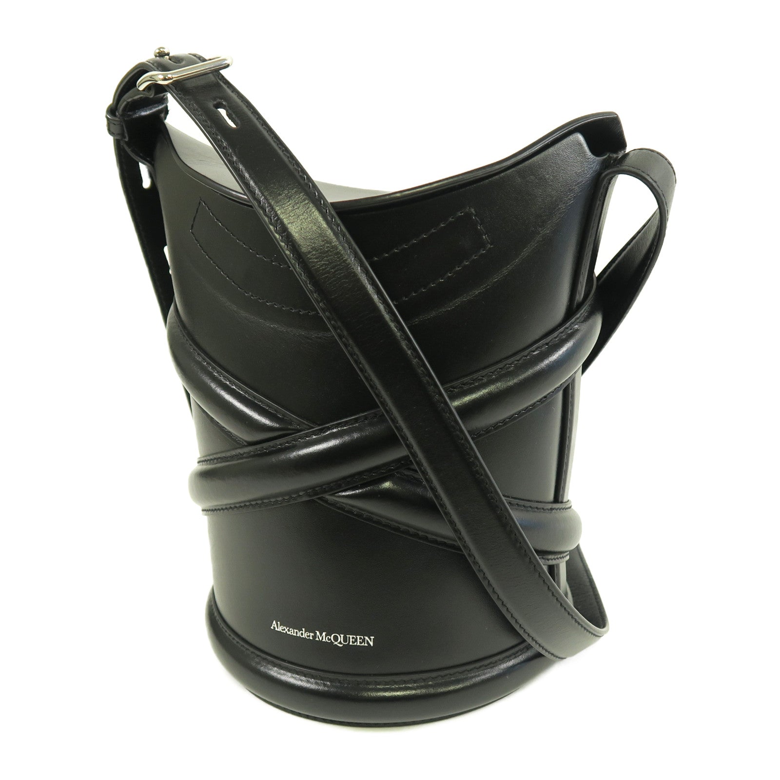 Alexander McQueen 牛皮皮革Shoulder Bag銀扣肩背袋黑色