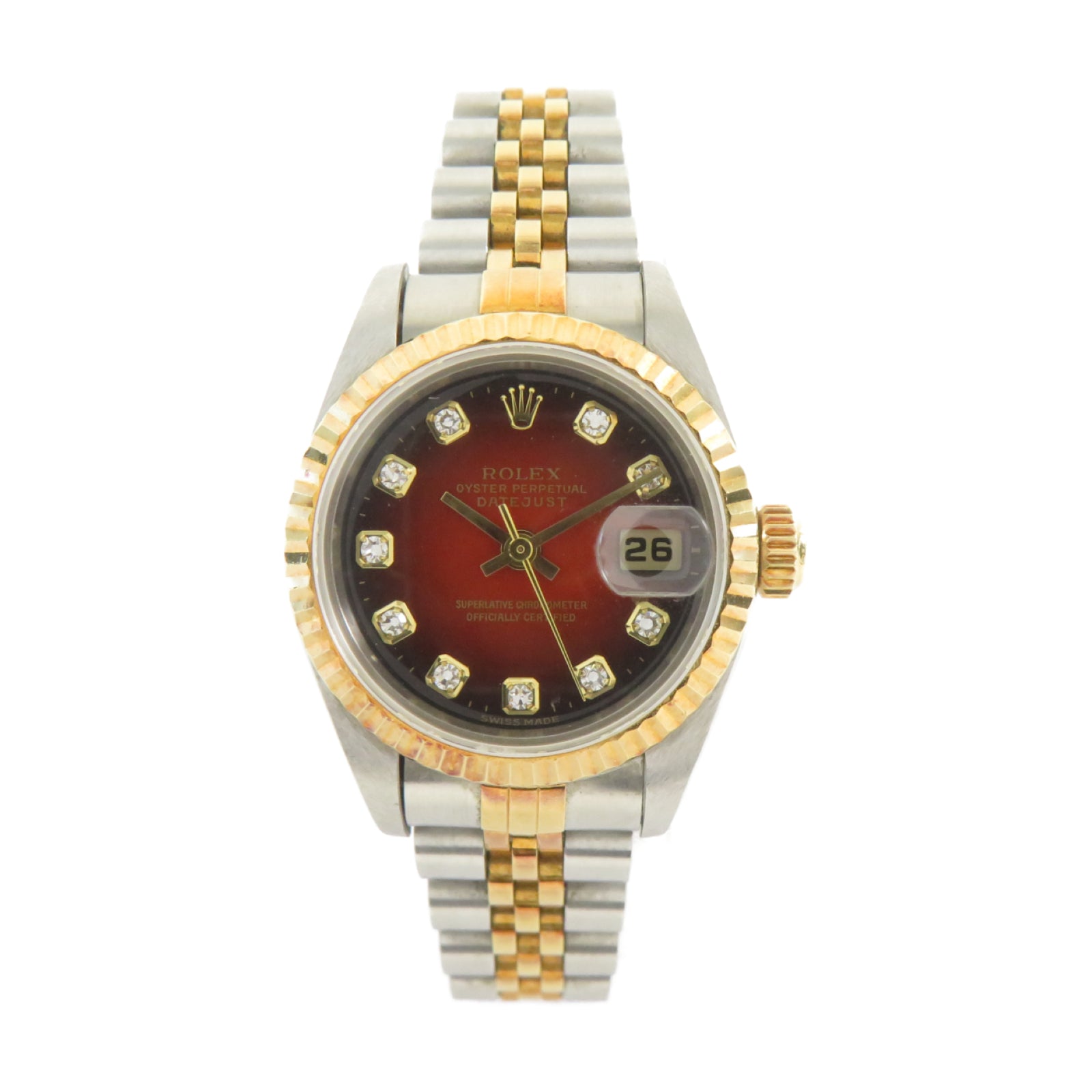 ROLEX Datejust 26mm 18K黃金/不鏽鋼自動機芯手錶紅色