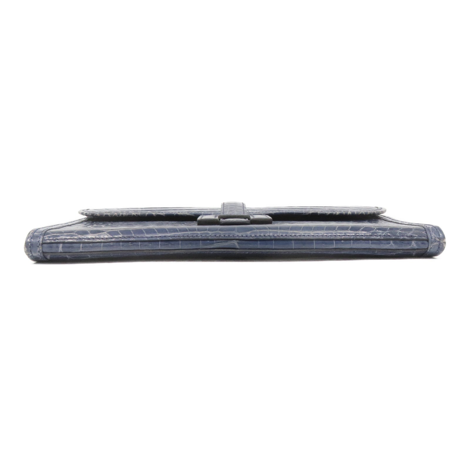 HERMES [Sharp Discount] Croco Niloticus Mat Leather Jije Clutch Blue/Bleu Abysse