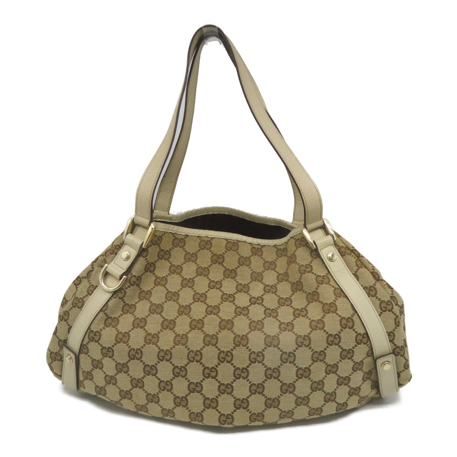 GUCCI 【激減優惠】帆布Shoulder Bag金扣肩背袋米色/白色