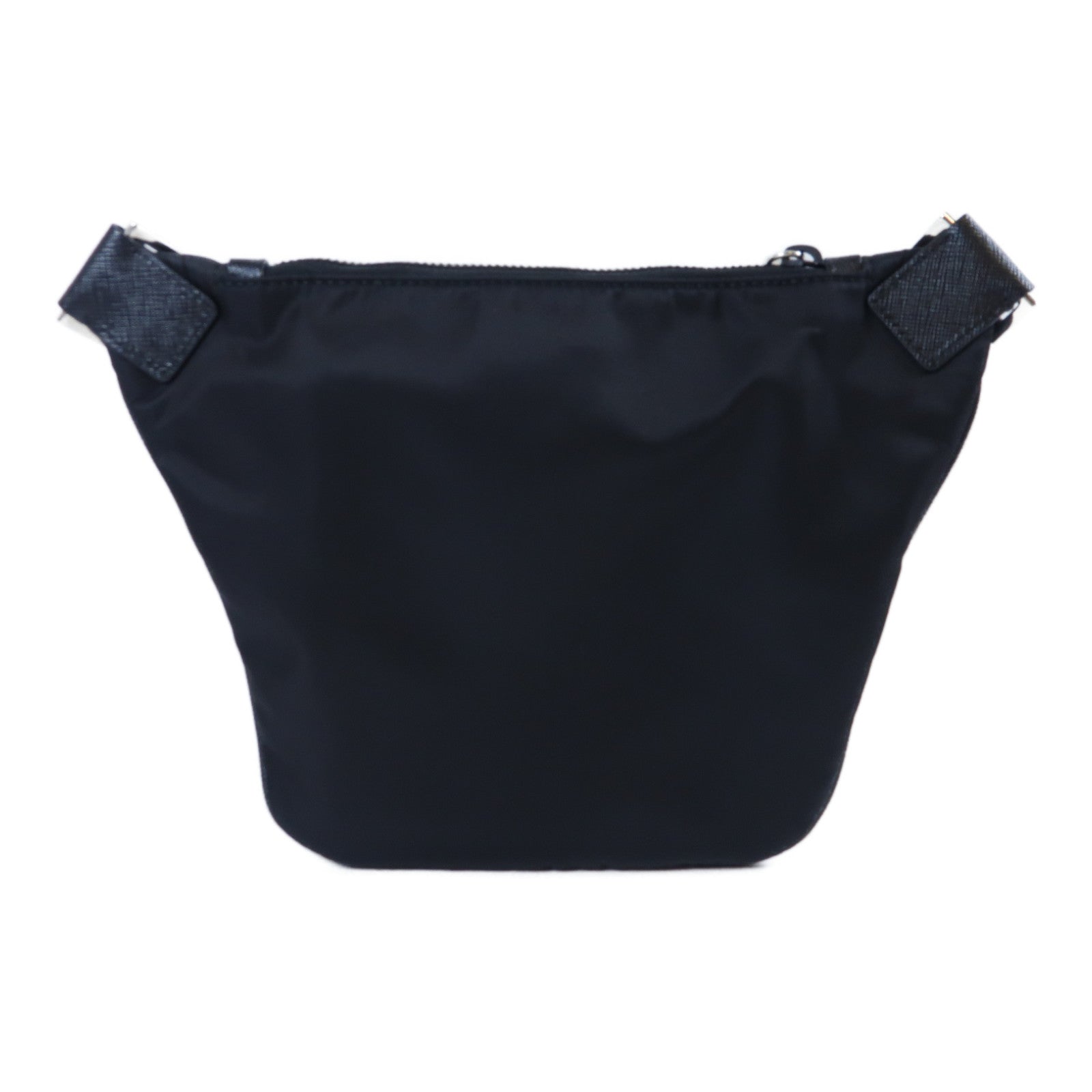 PRADA 尼龍/Saffiano皮革Shoulder Bag銀扣肩背袋黑色
