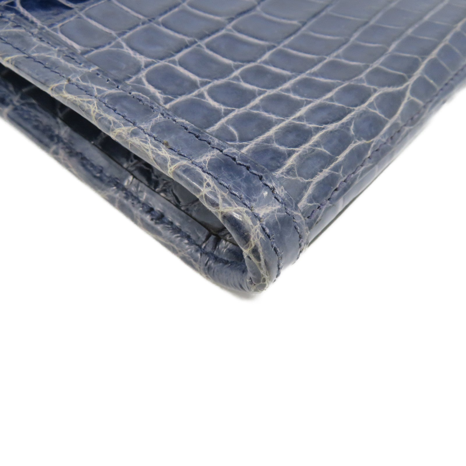 HERMES [Sharp Discount] Croco Niloticus Mat Leather Jije Clutch Blue/Bleu Abysse