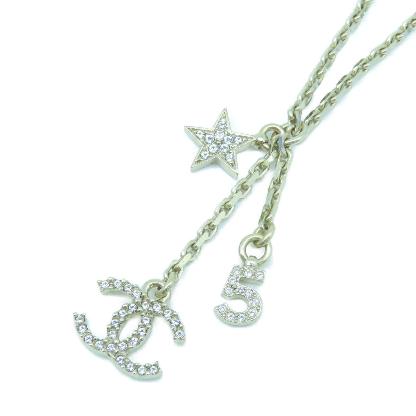 CHANEL Metal Logo No.5 Star Necklace Gold
