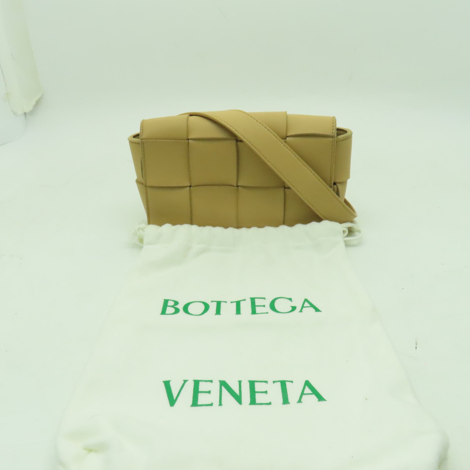 BOTTEGA VENETA 織紋皮革Waist Bag金扣腰包米色