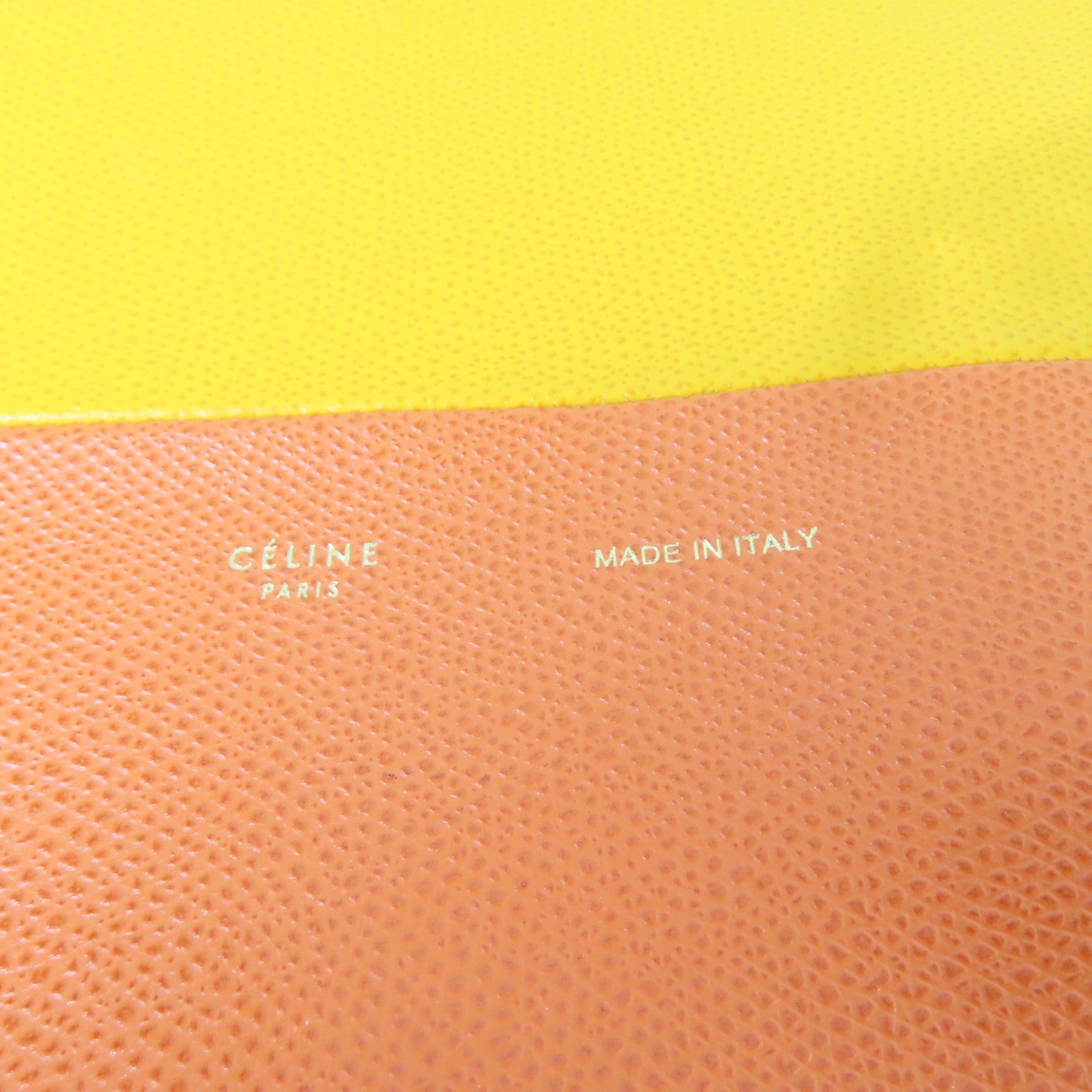 CELINE 牛皮皮革2 Way Shoulder金扣手挽肩背兩用袋黃色