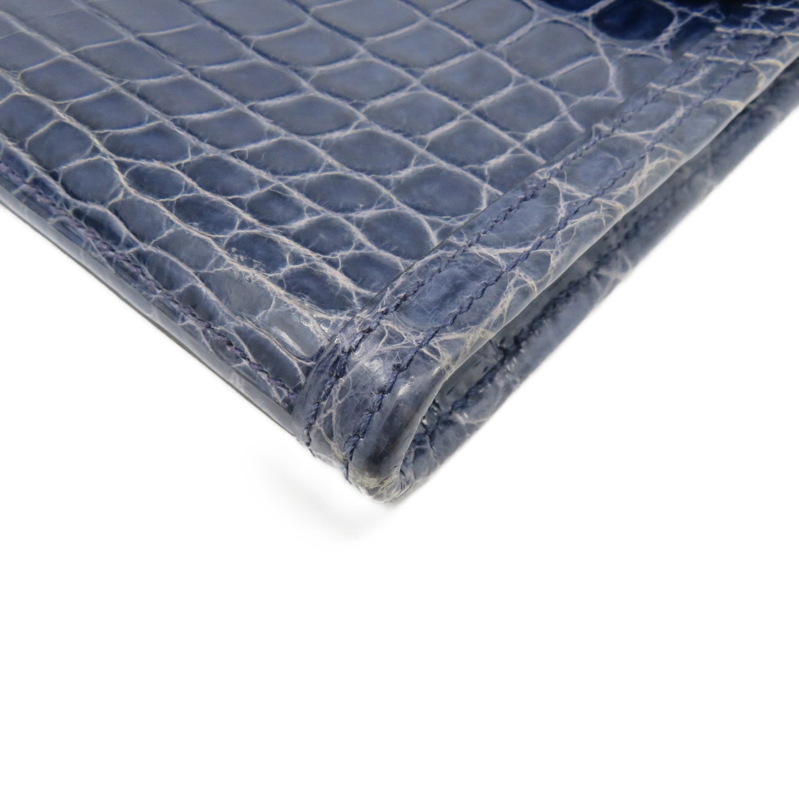 HERMES [Sharp Discount] Croco Niloticus Mat Leather Jije Clutch Blue/Bleu Abysse