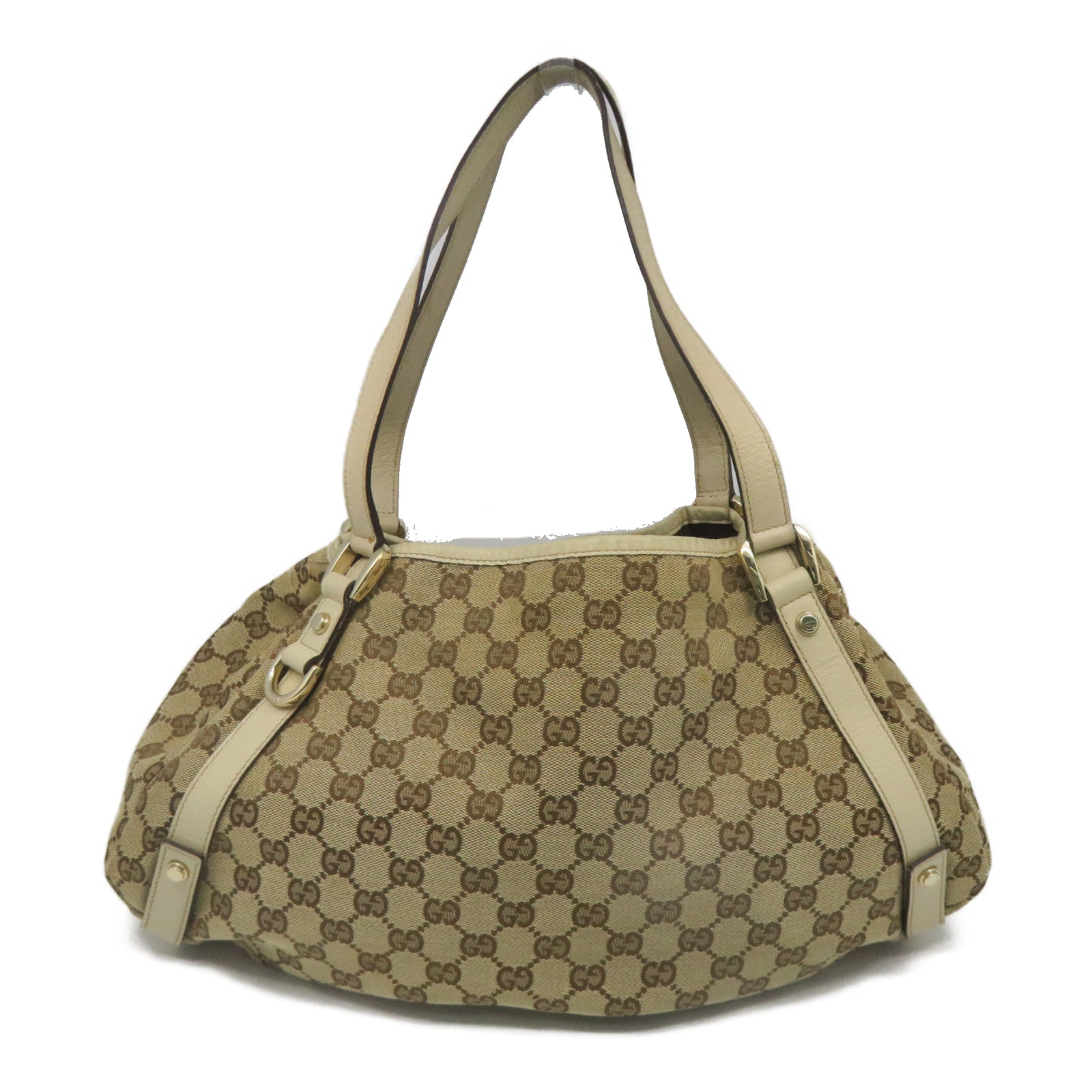 GUCCI 【激減優惠】帆布Shoulder Bag金扣肩背袋米色/白色