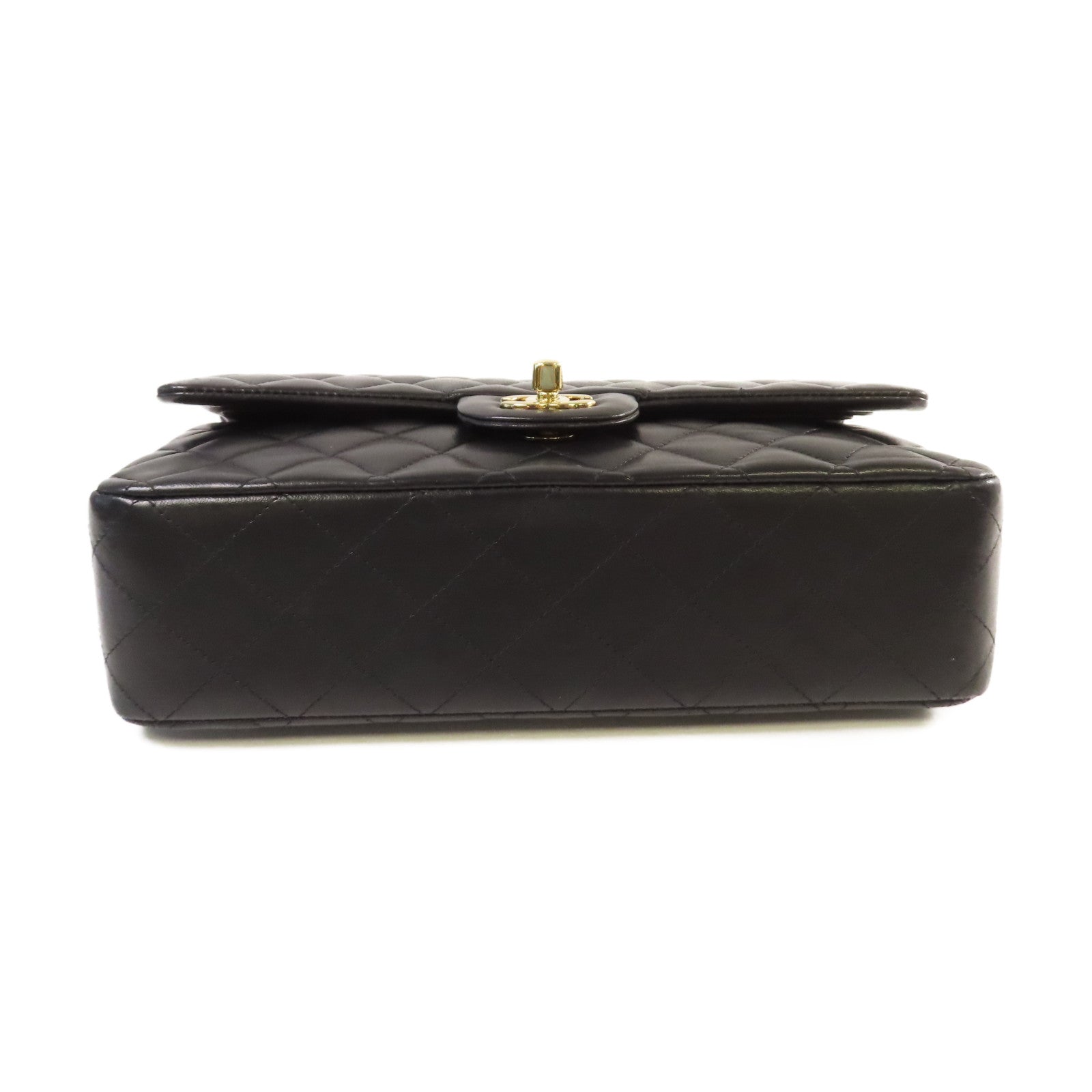 CHANEL 菱格羊皮皮革Classic 25cm Chain Shoulder Bag金扣鏈帶肩背袋黑色