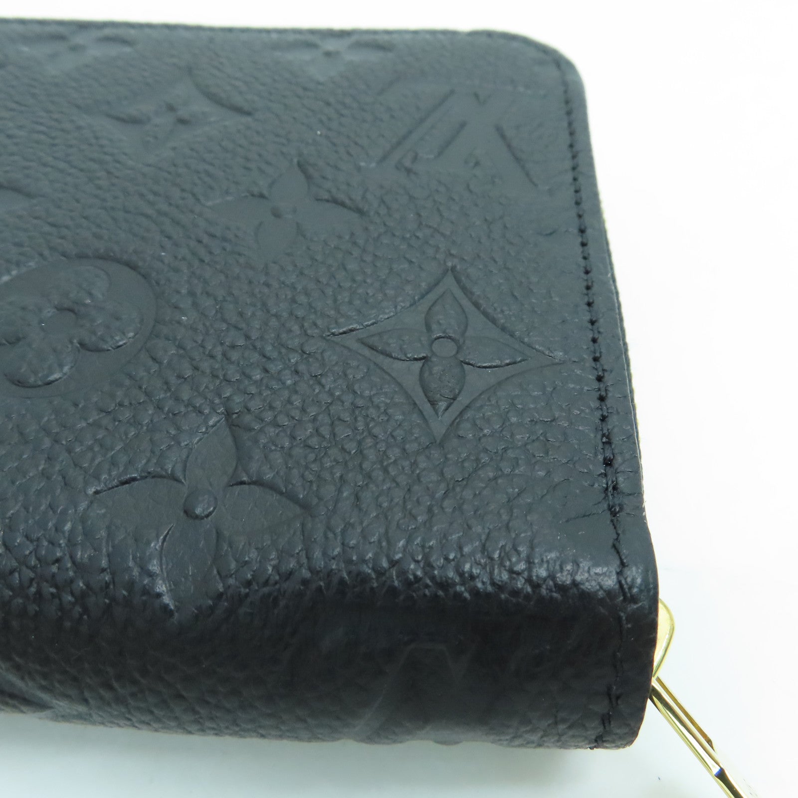 LOUIS VUITTON Monogram Empreinte Zippy Wallet长钱包金扣黑色
