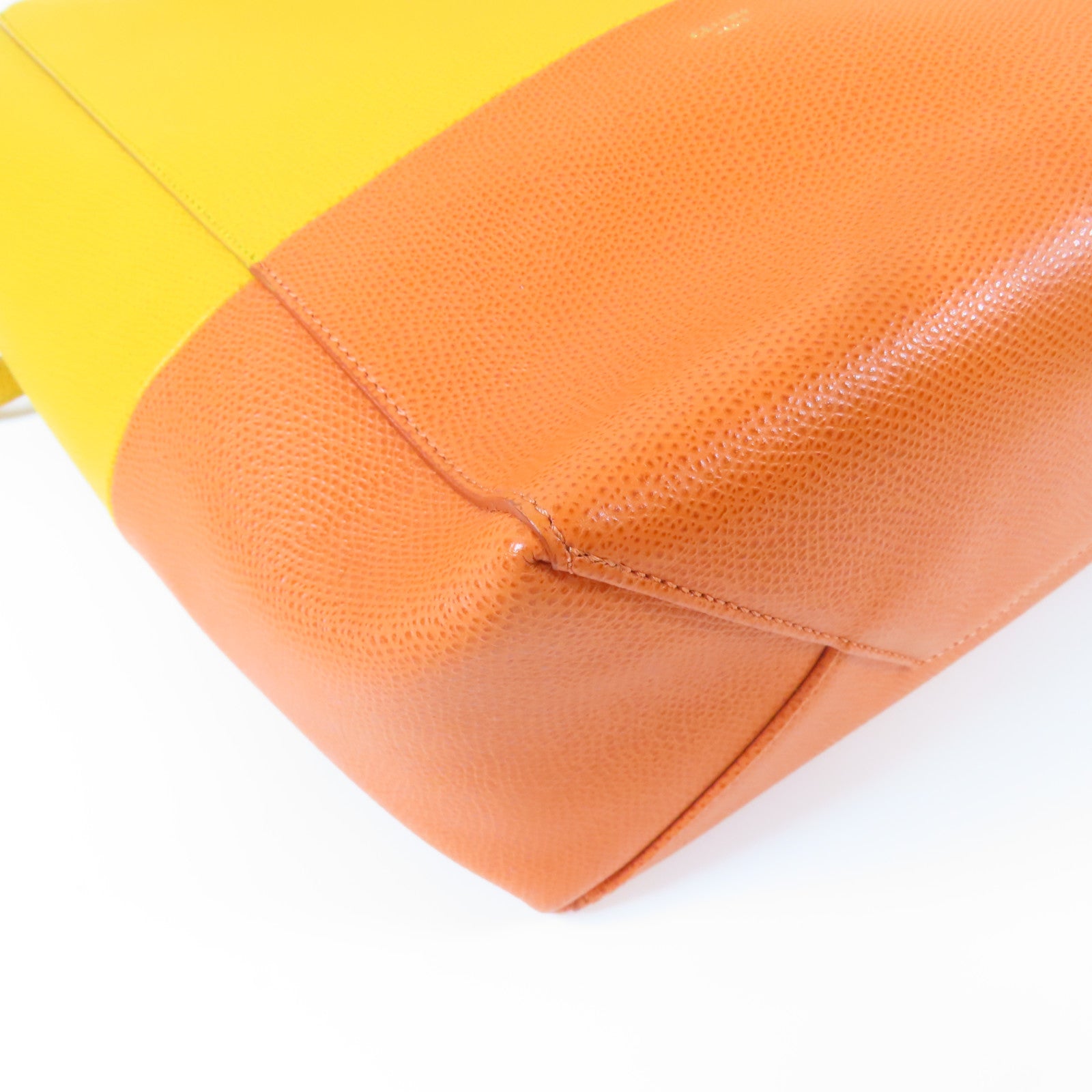CELINE 牛皮皮革2 Way Shoulder金扣手挽肩背兩用袋黃色