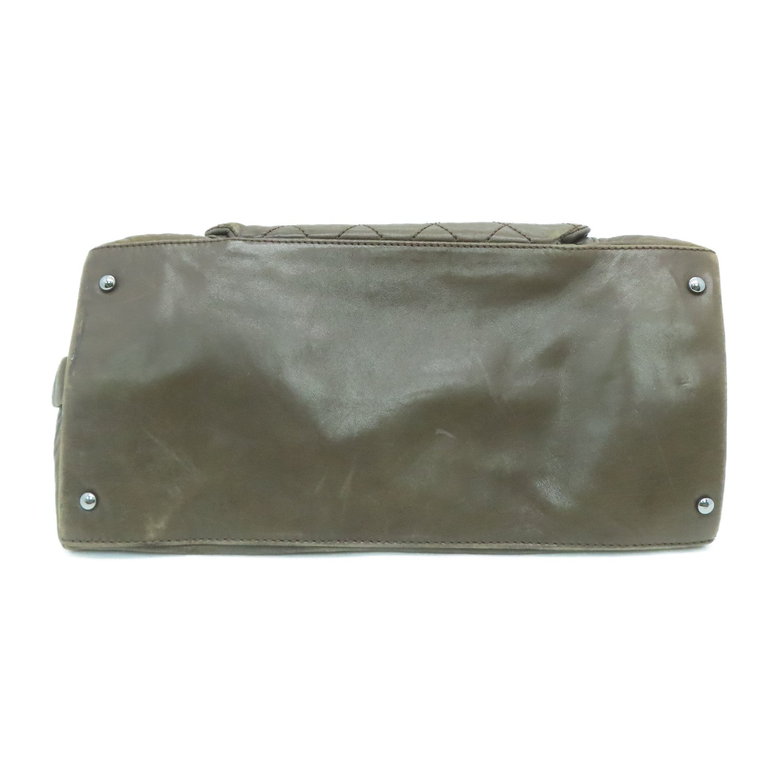 CHANEL 【激减优惠】菱格牛皮皮革Shoulder Bag银扣肩背袋啡色