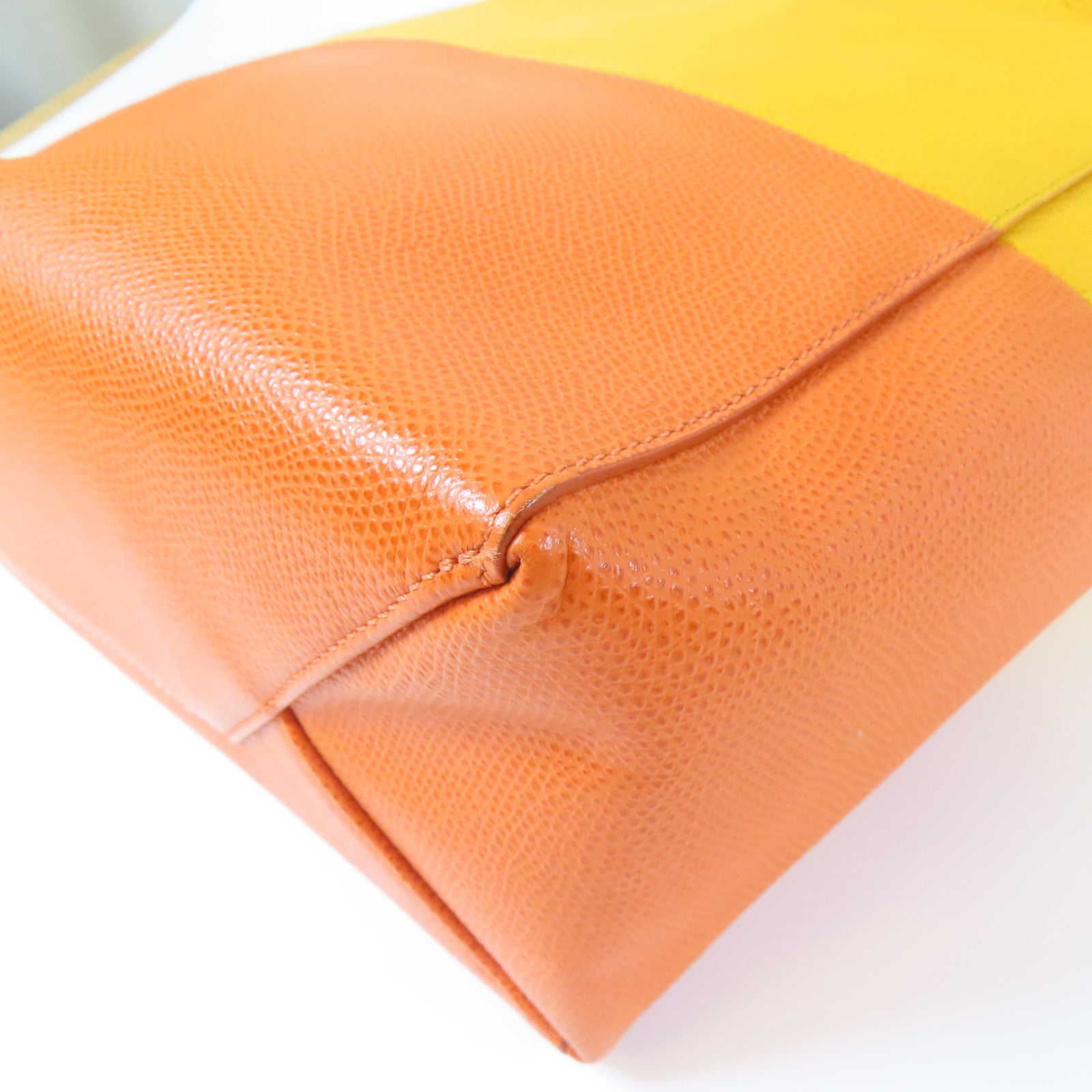 CELINE 牛皮皮革2 Way Shoulder金扣手挽肩背兩用袋黃色