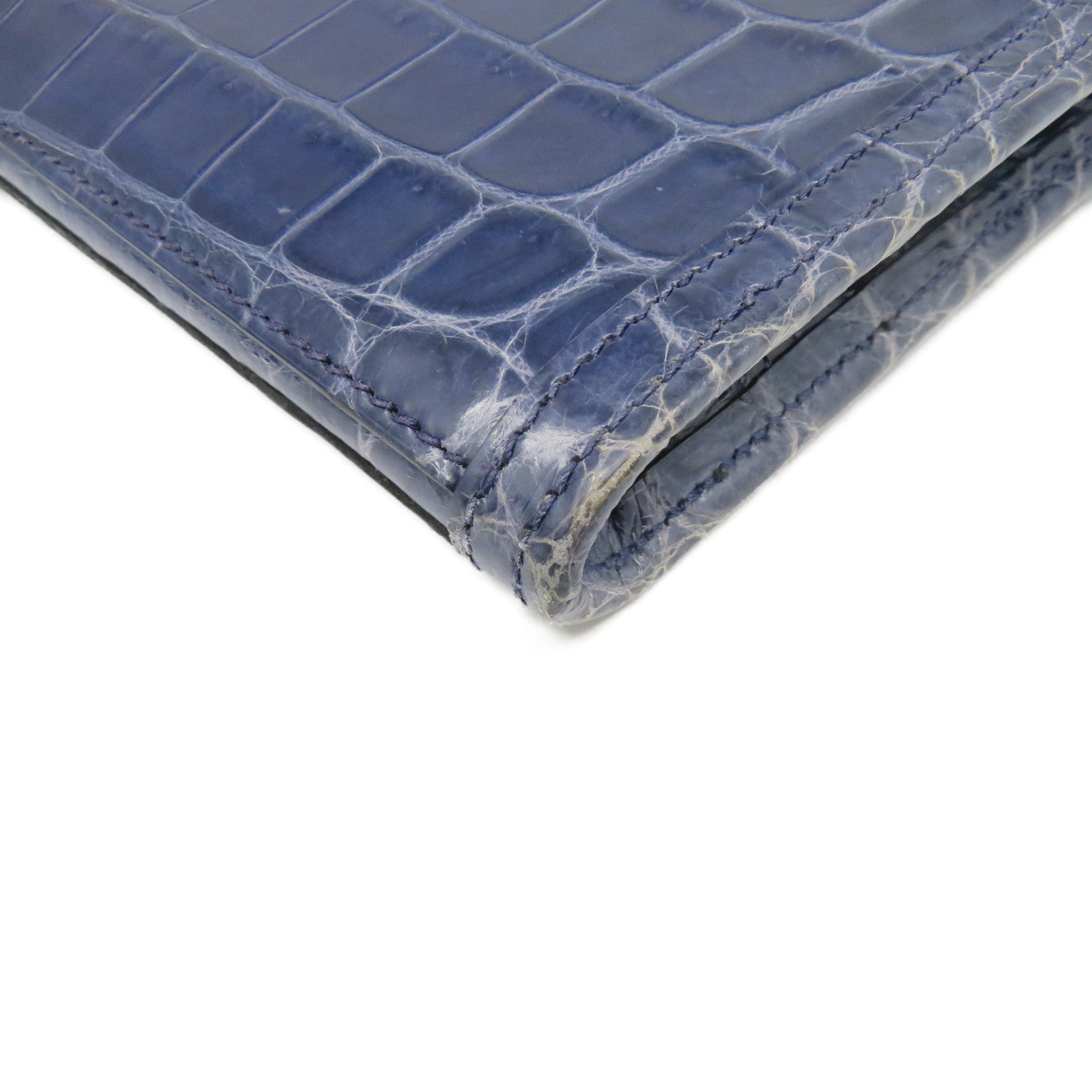 HERMES [Sharp Discount] Croco Niloticus Mat Leather Jije Clutch Blue/Bleu Abysse