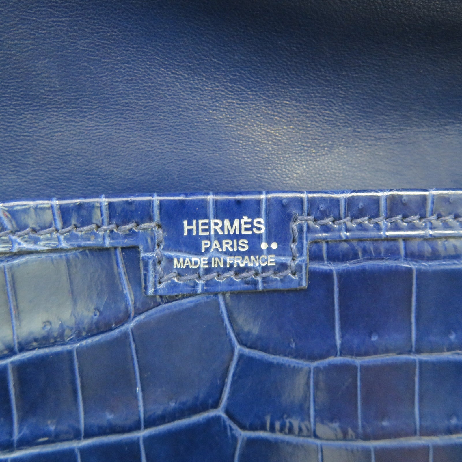 HERMES [Sharp Discount] Croco Niloticus Mat Leather Jije Clutch Blue/Bleu Abysse
