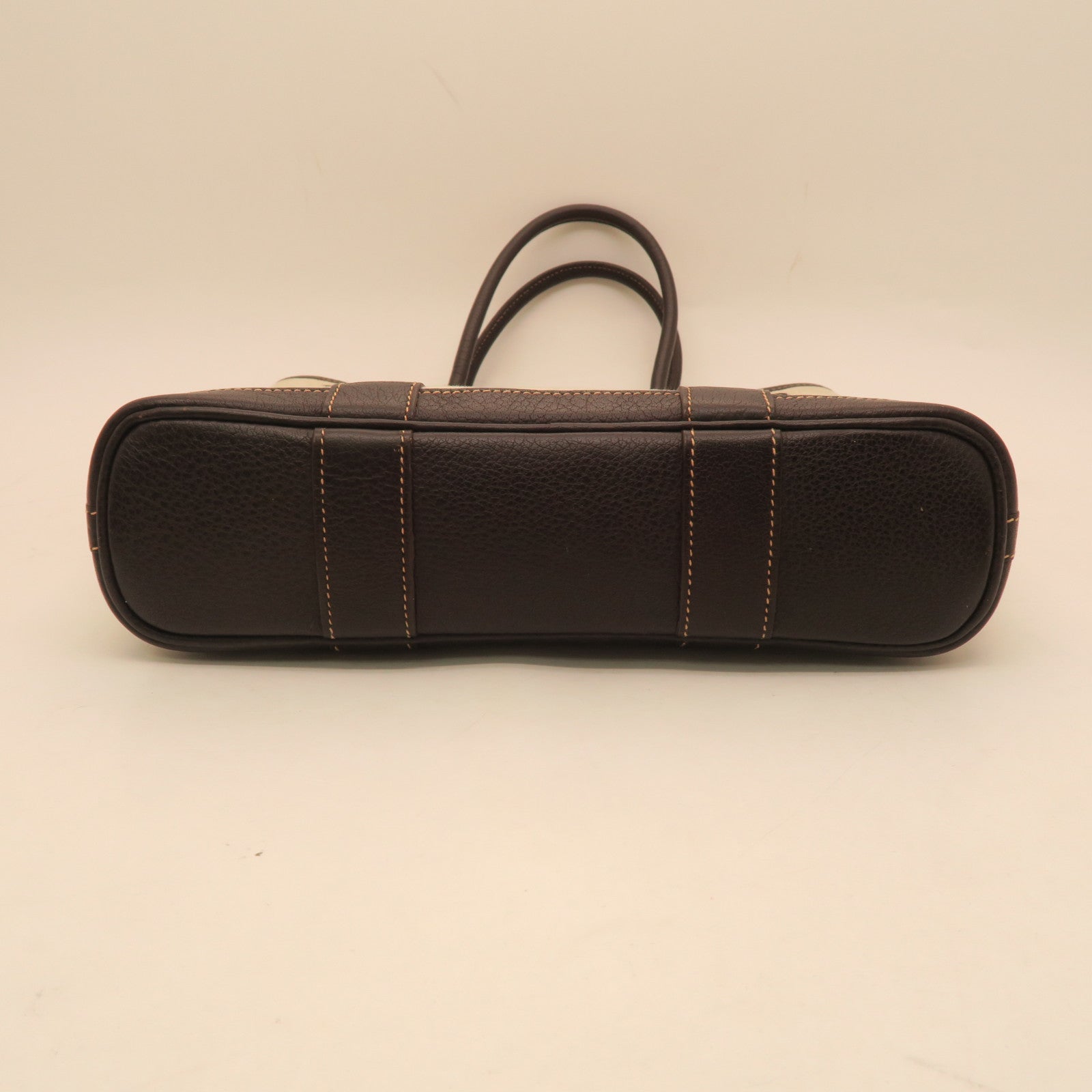 HERMES Negonda Leather Garden Party TPM Silver Buckle Handle Bag Beige/Brown