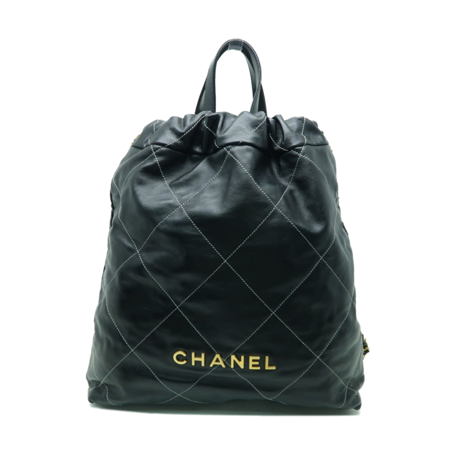 CHANEL 菱格牛皮皮革Chanel 22金扣背包黒色