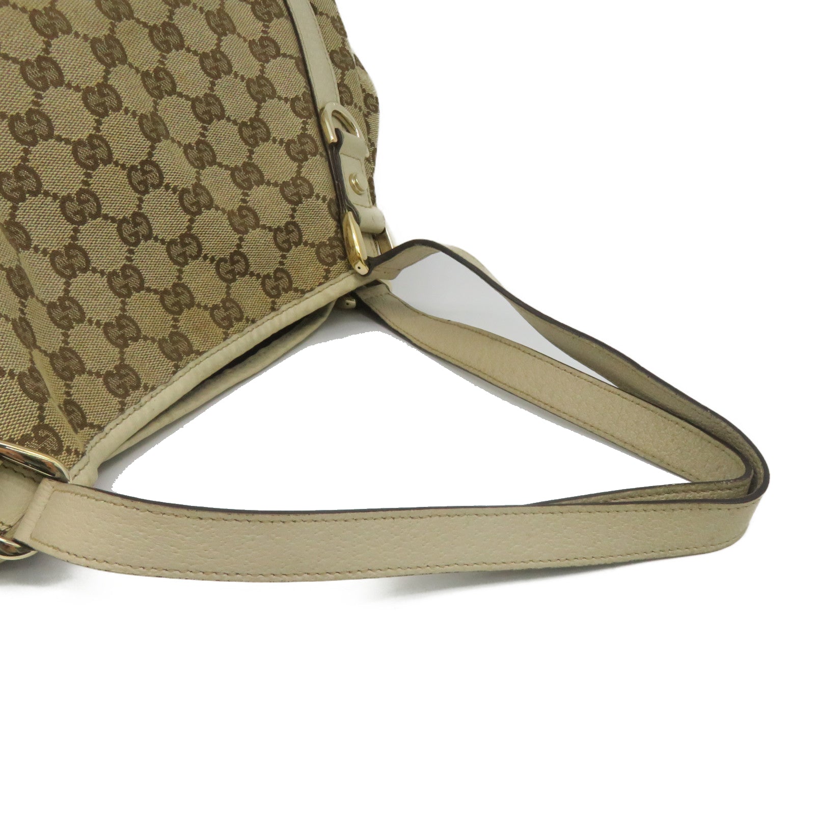 GUCCI 【激減優惠】帆布Shoulder Bag金扣肩背袋米色/白色