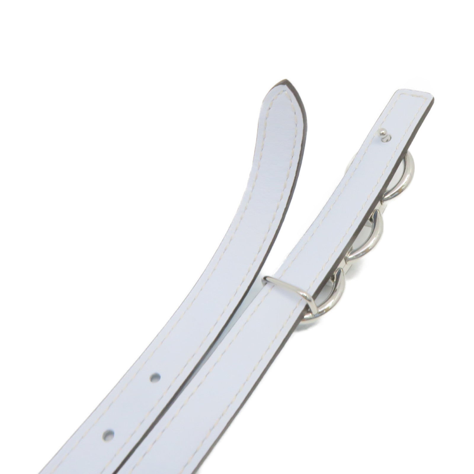 HERMES Epsom Leather Belt 70cm Silver Buckle Belt P3 Light Blue