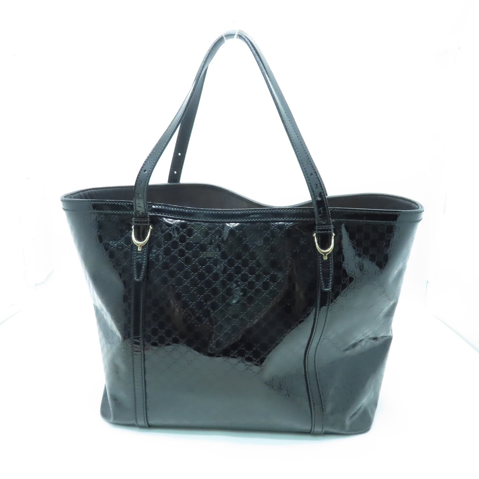 GUCCI 漆皮皮革Tote Bag金扣手挽袋黑色